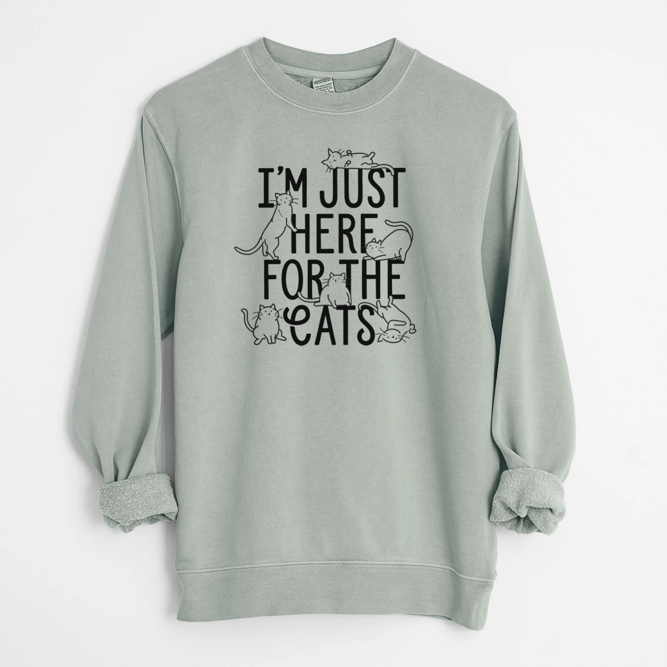 I'm Just Here For The Cats - Unisex Pigment Dyed Crew Sweatshirt - Image 9