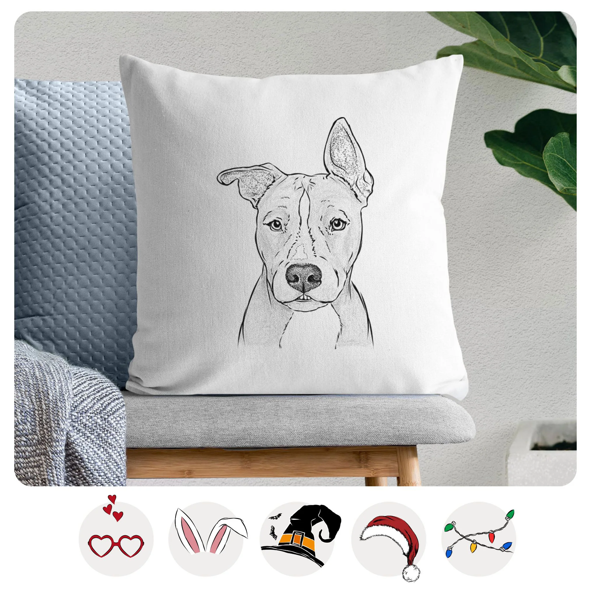 Kisses the Pitbull - Throw Pillow Cover