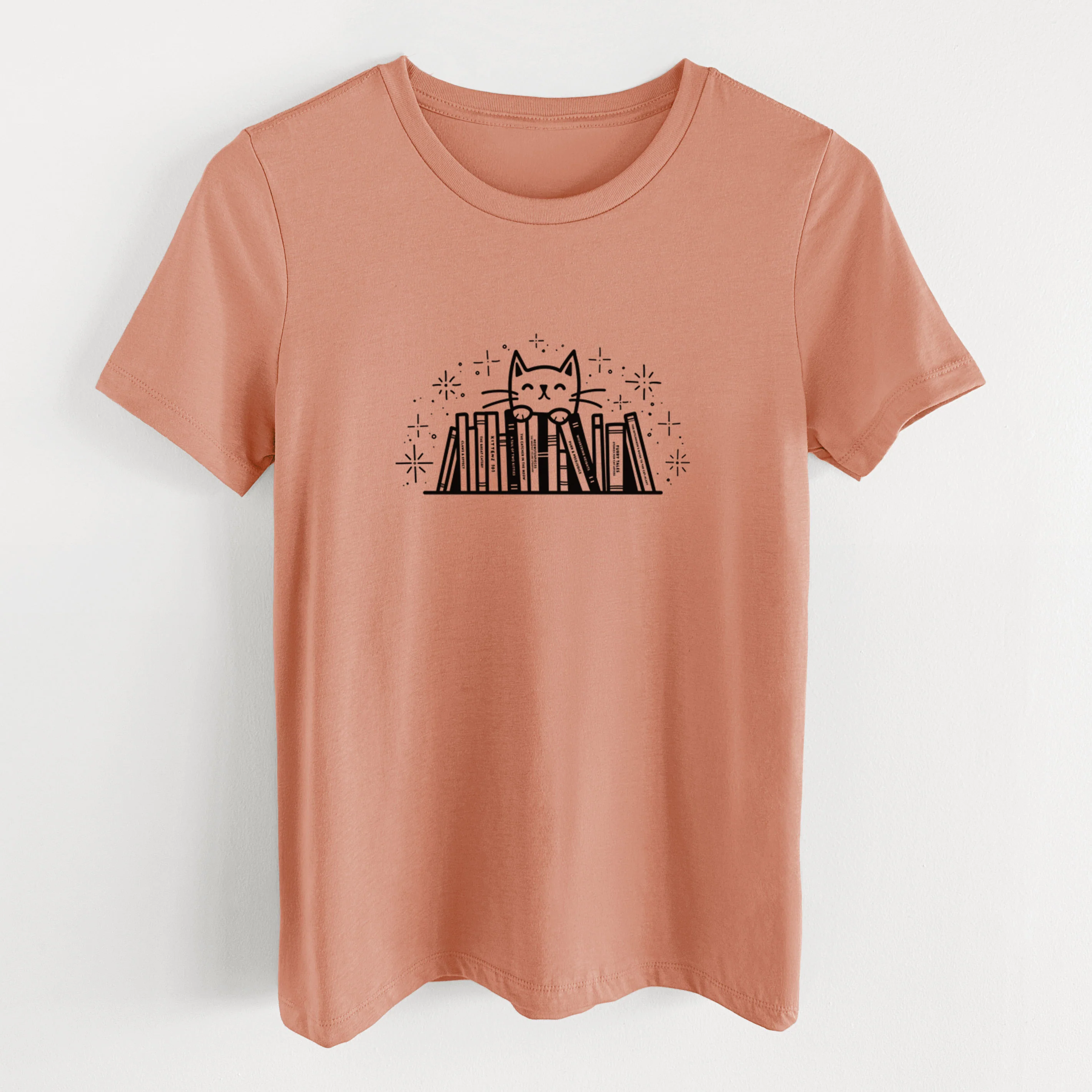 Kitty Library - Feline Behind Books - Women's Lightweight Relaxed Fit 100% Cotton Crewneck - Image 13