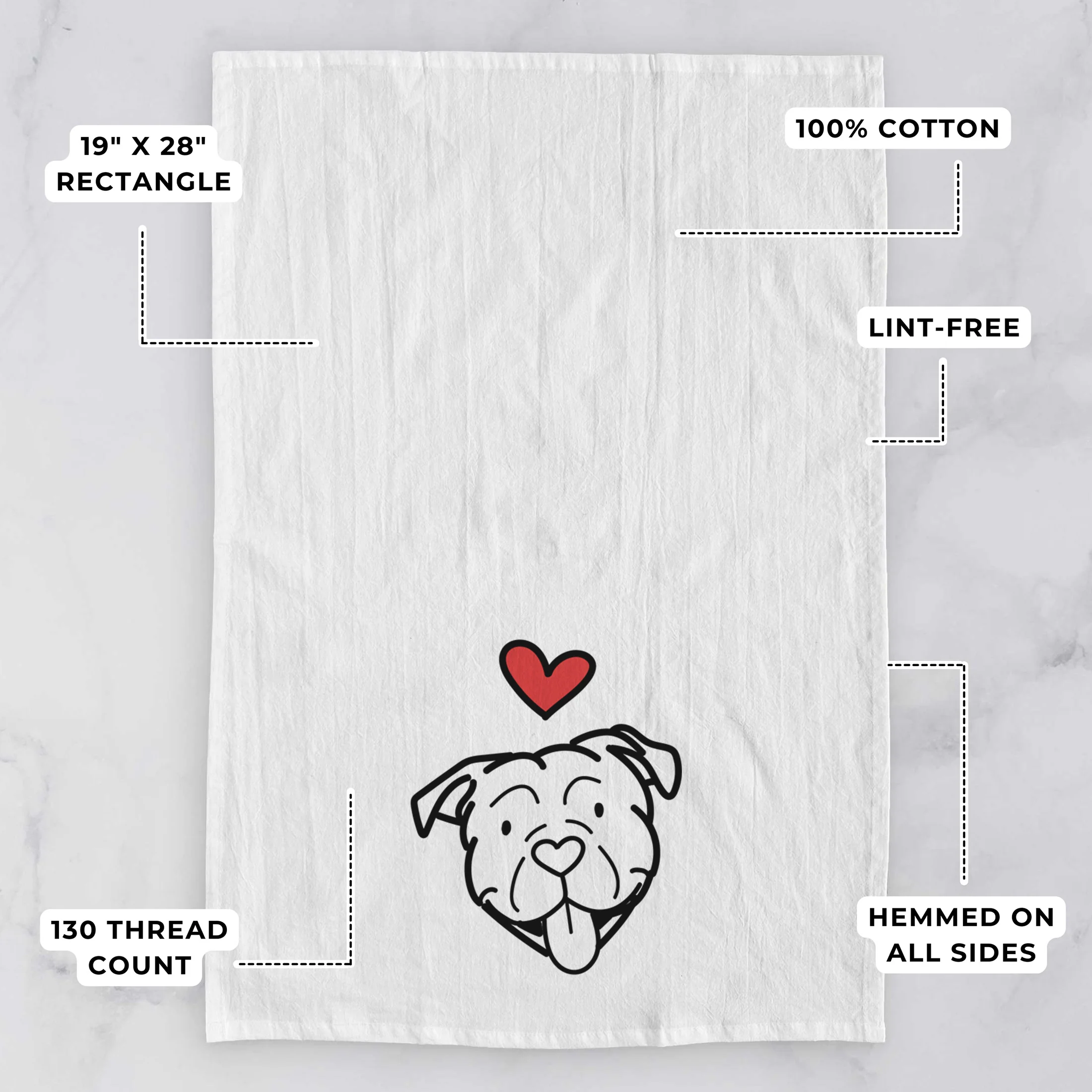 Love Always American Bulldog - Tea Towel - Image 3