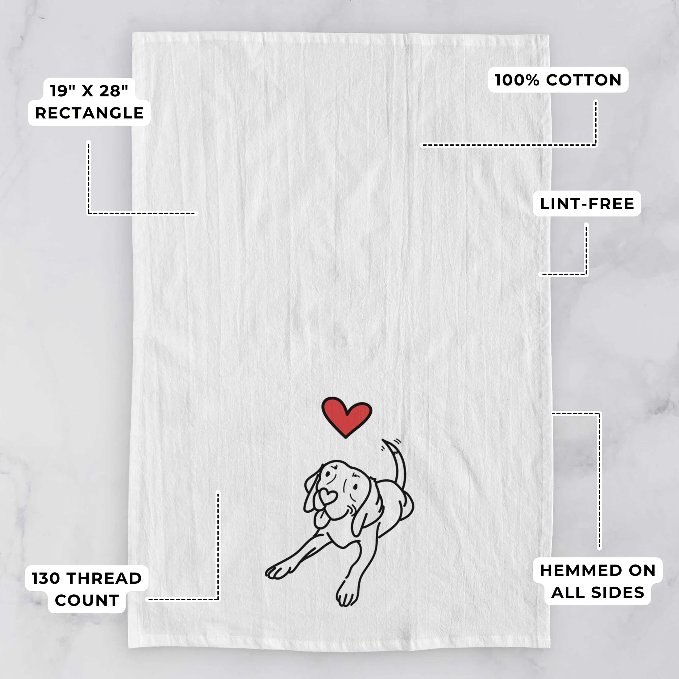 Love Always Beagle - Bagel - Tea Towel - Image 3