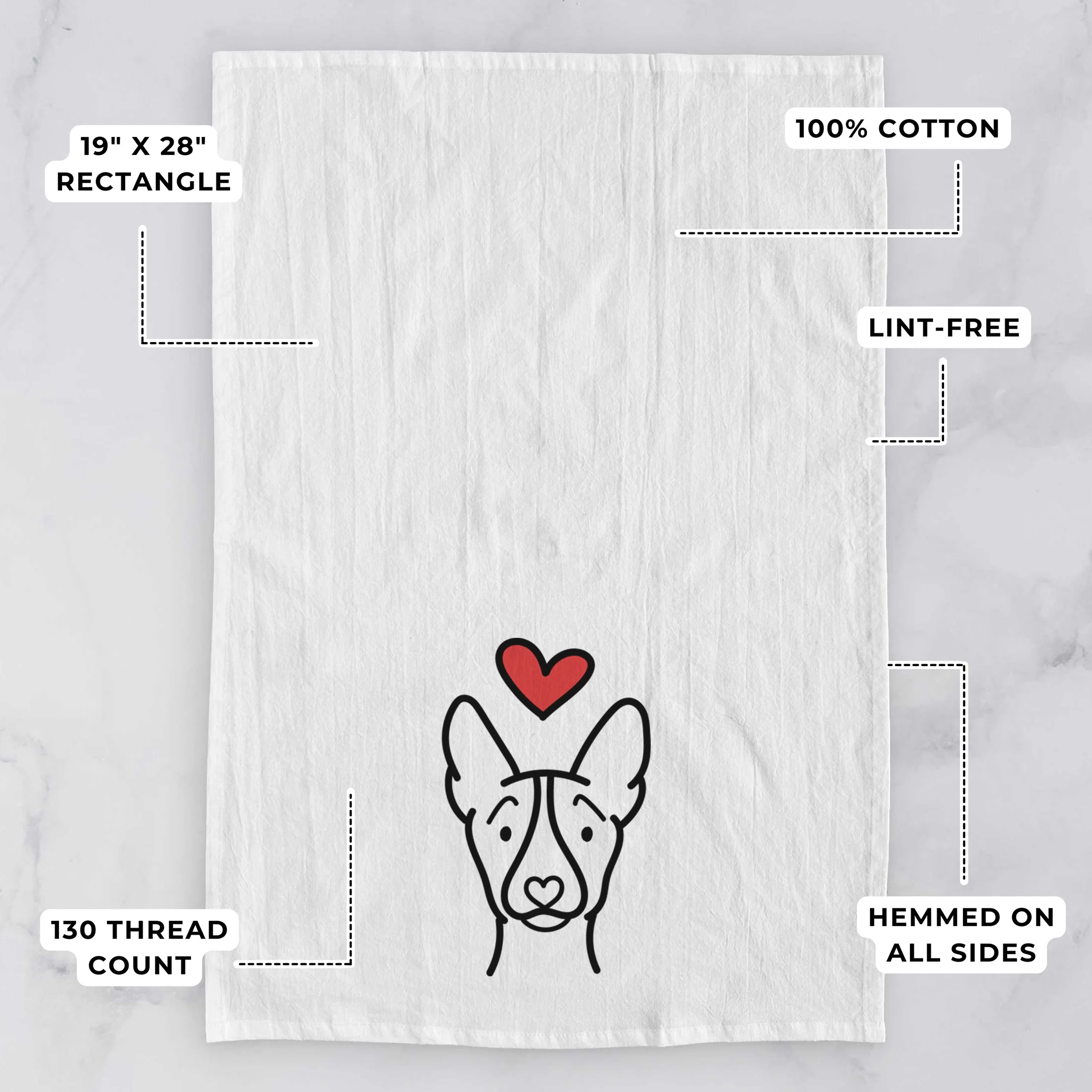 Love Always Basenji - Tea Towel - Image 3
