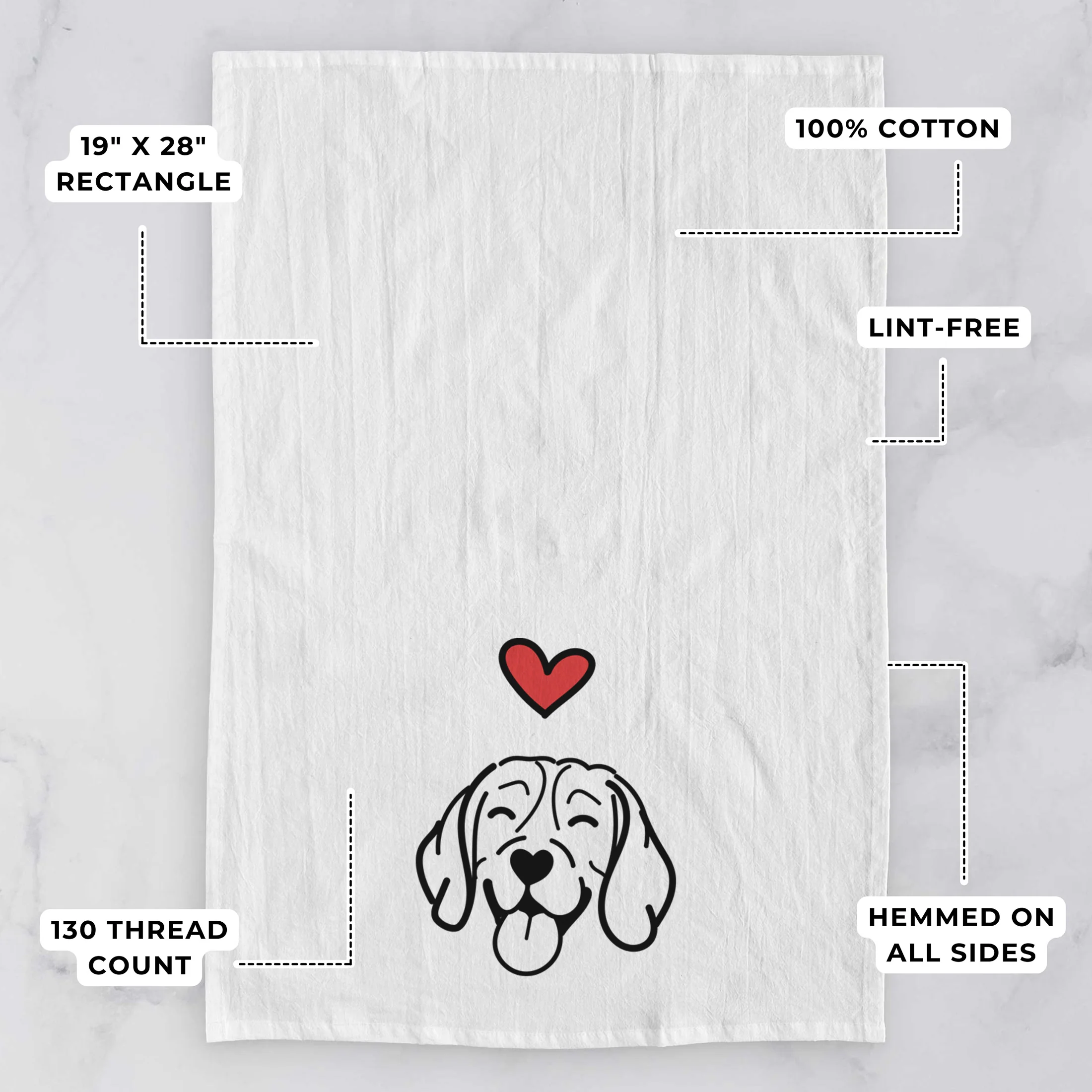 Love Always Beagle - Tea Towel - Image 3