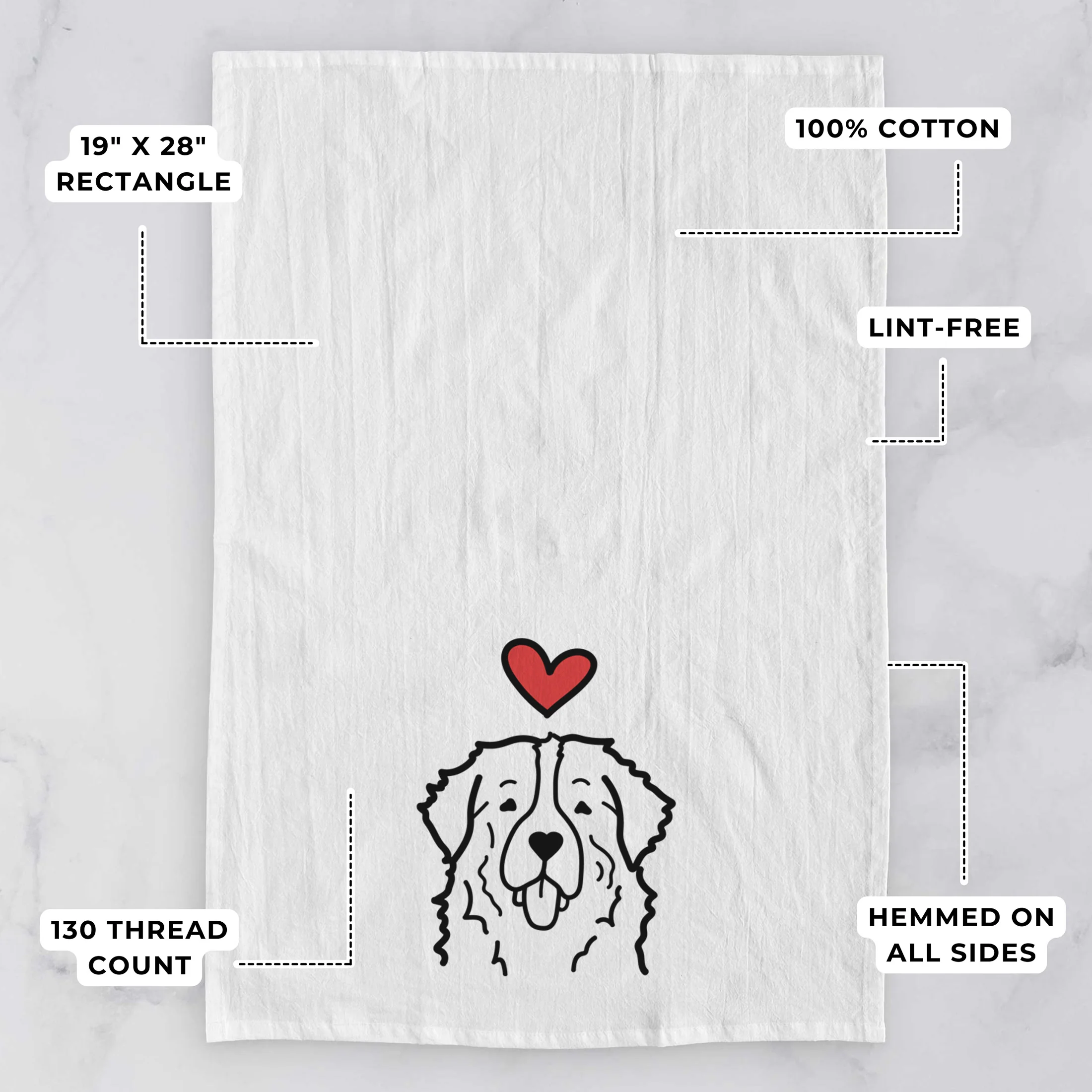Love Always Bernese Mountain Dog - Tea Towel - Image 3