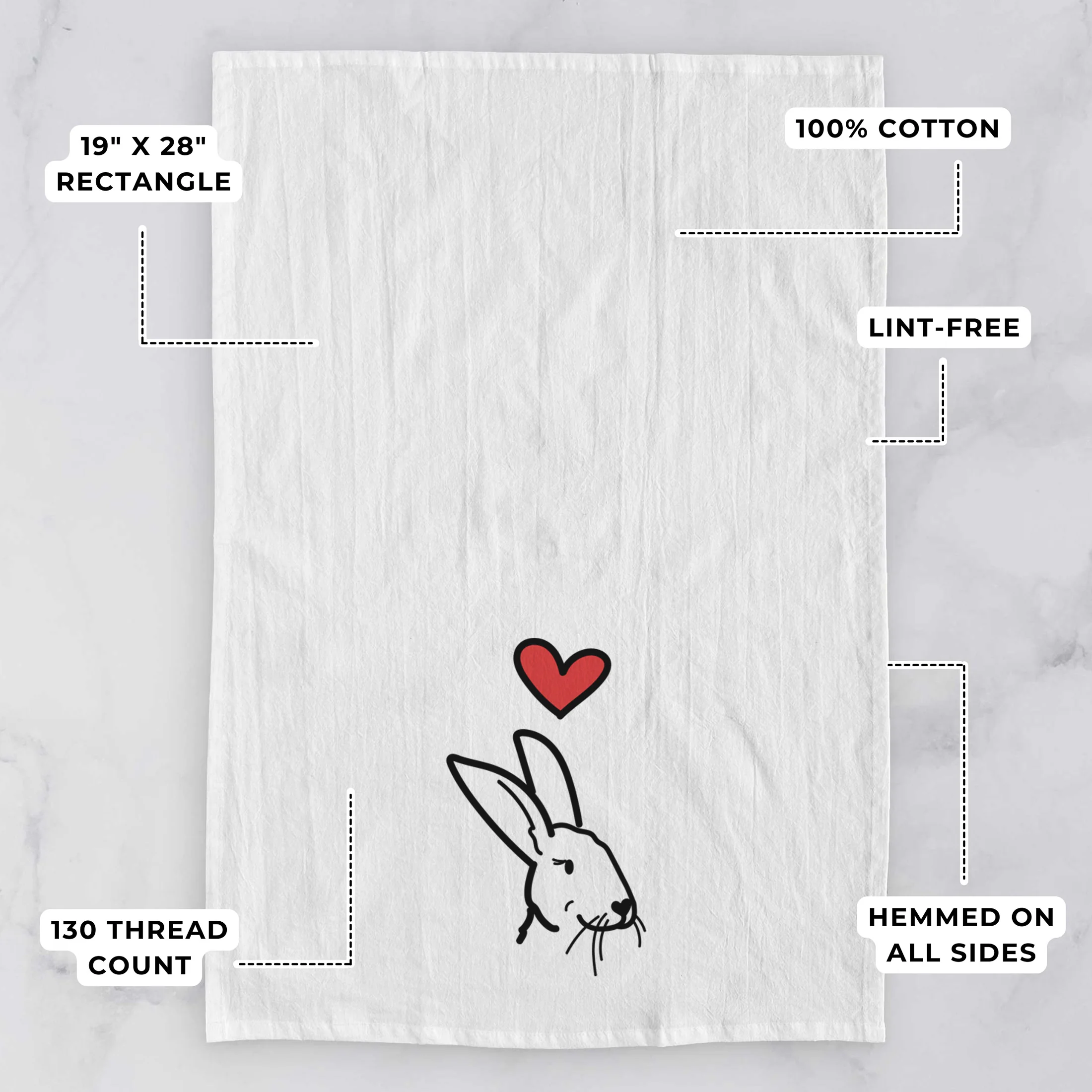 Love Always Rex Rabbit - Betsy - Tea Towel - Image 3