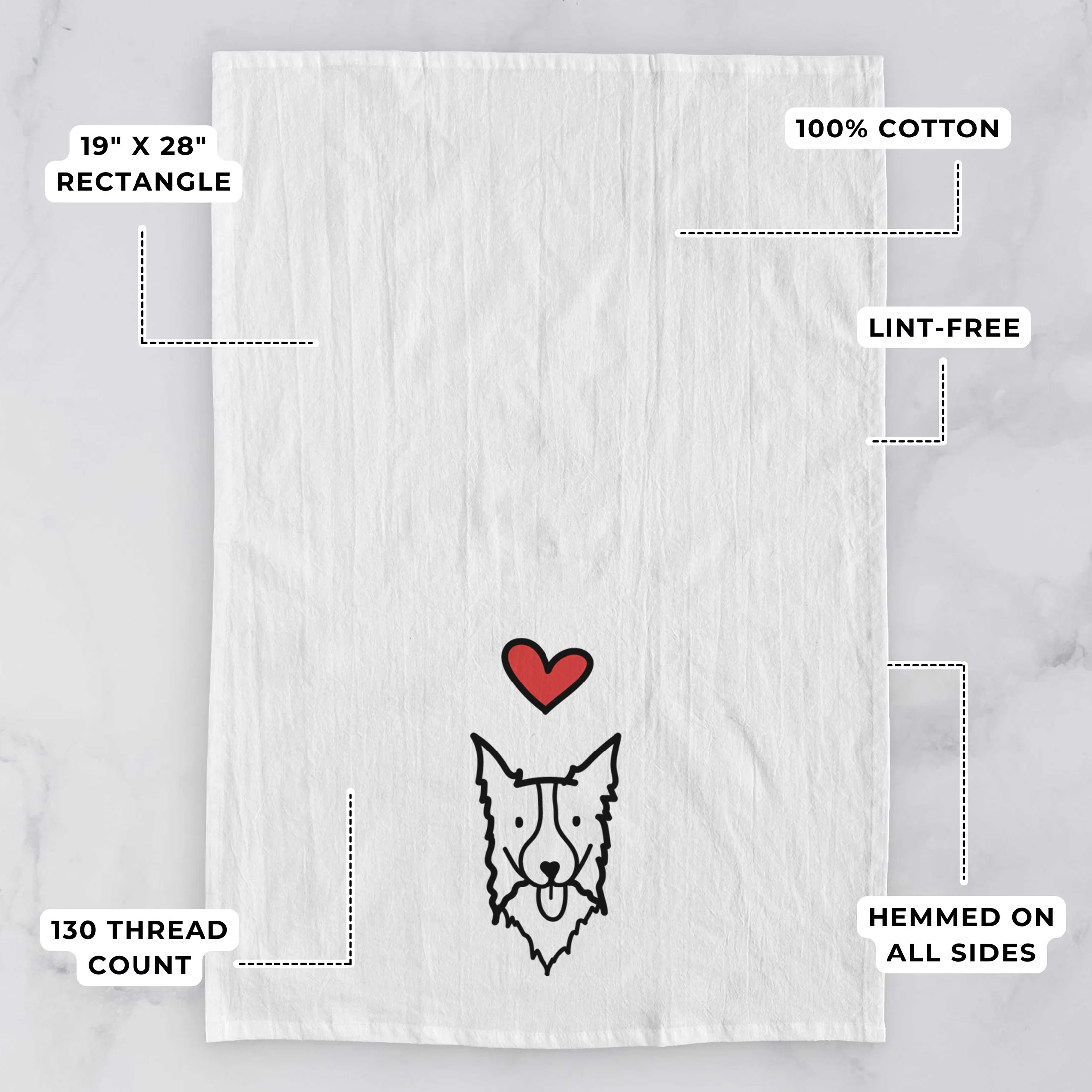 Love Always Border Collie - Tea Towel - Image 3