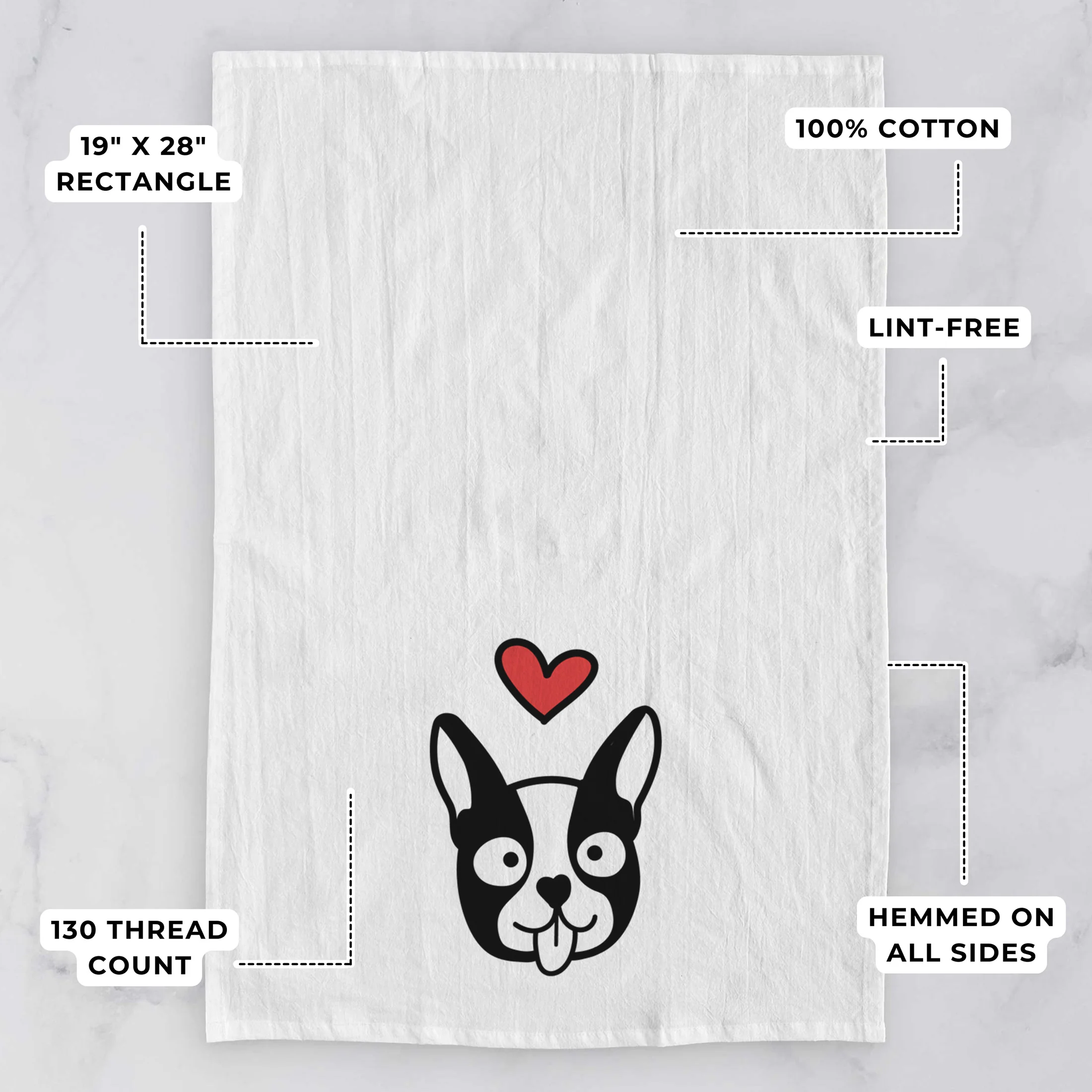 Love Always Boston Terrier - Tea Towel - Image 3