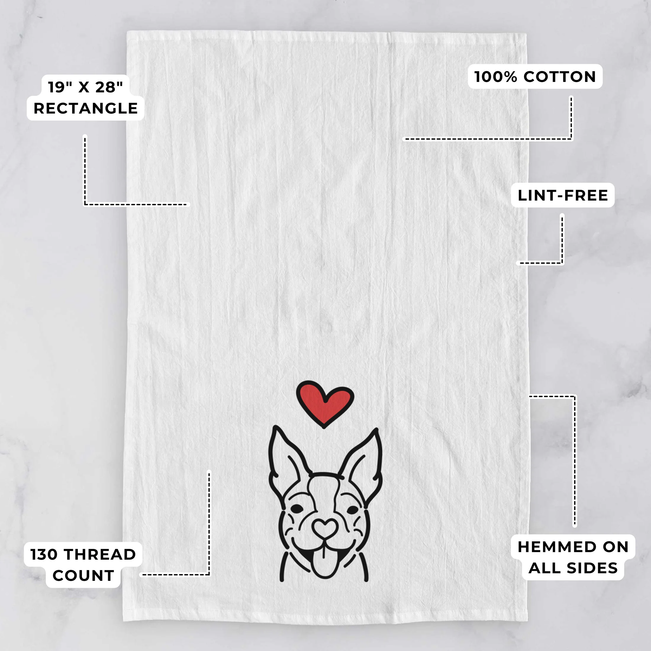 Love Always Happy Boston Terrier - Tea Towel - Image 3