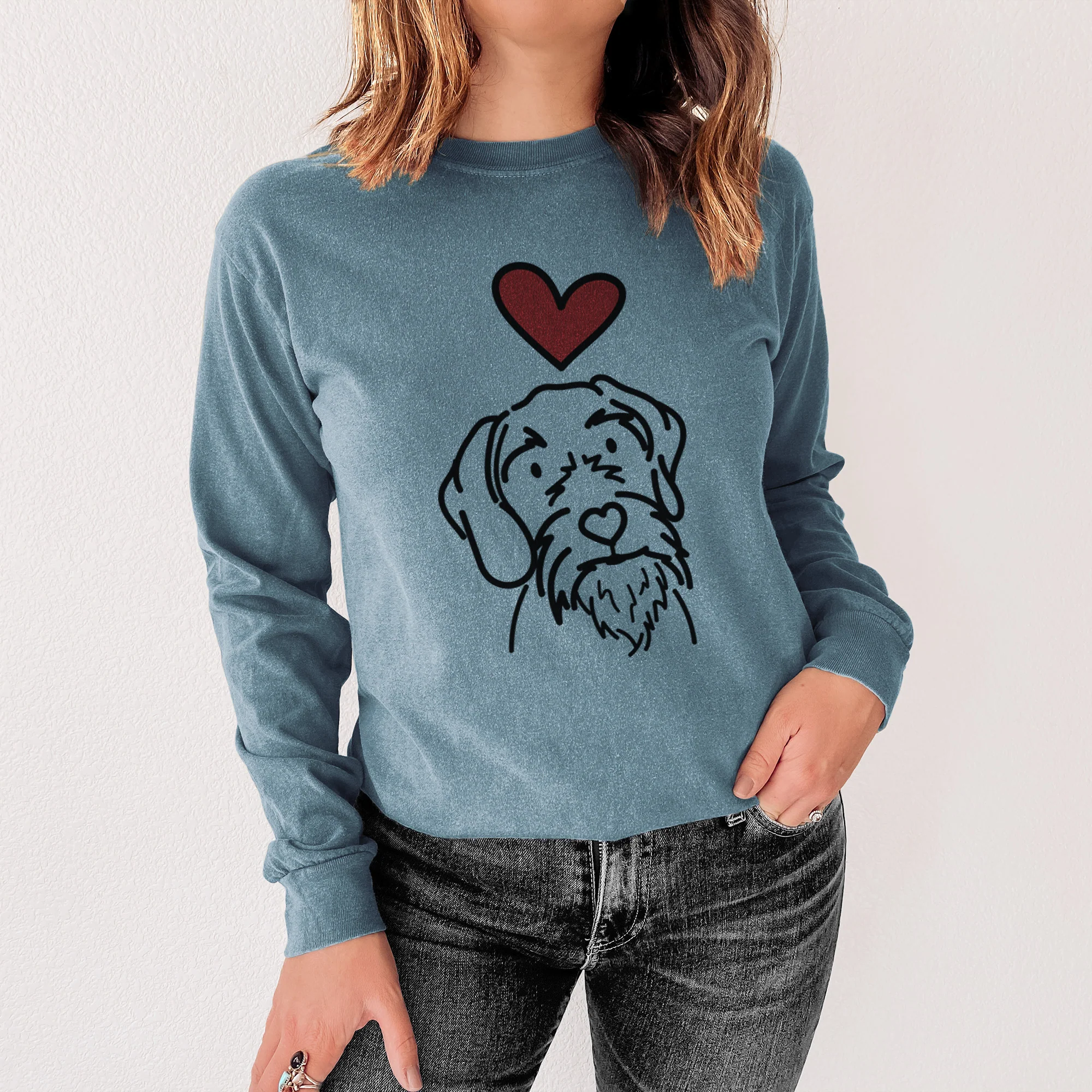 Love Always German Wirehaired Pointer - Buck - Heavyweight 100% Cotton Long Sleeve - Image 3