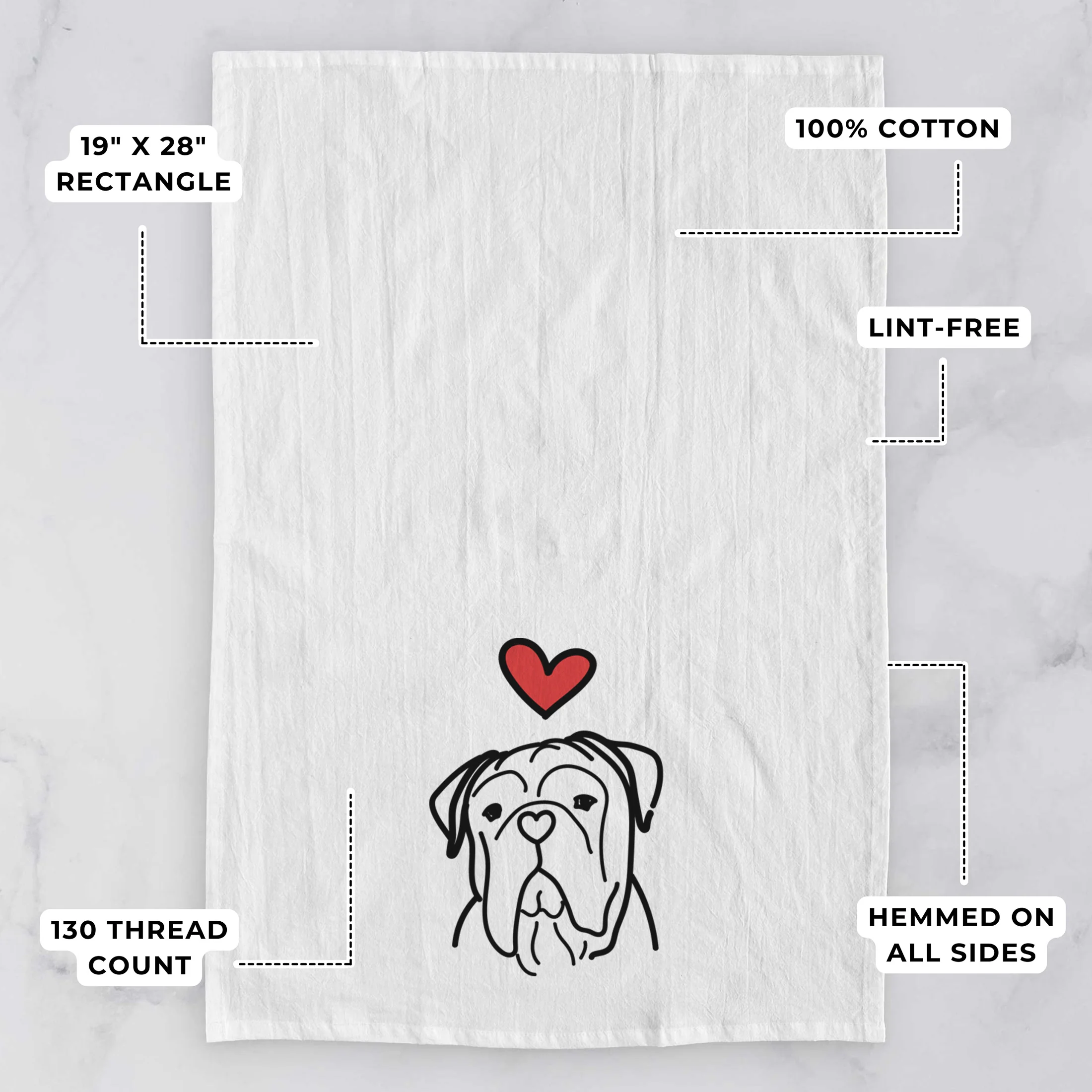 Love Always Bull Mastiff - Vivian - Tea Towel - Image 3