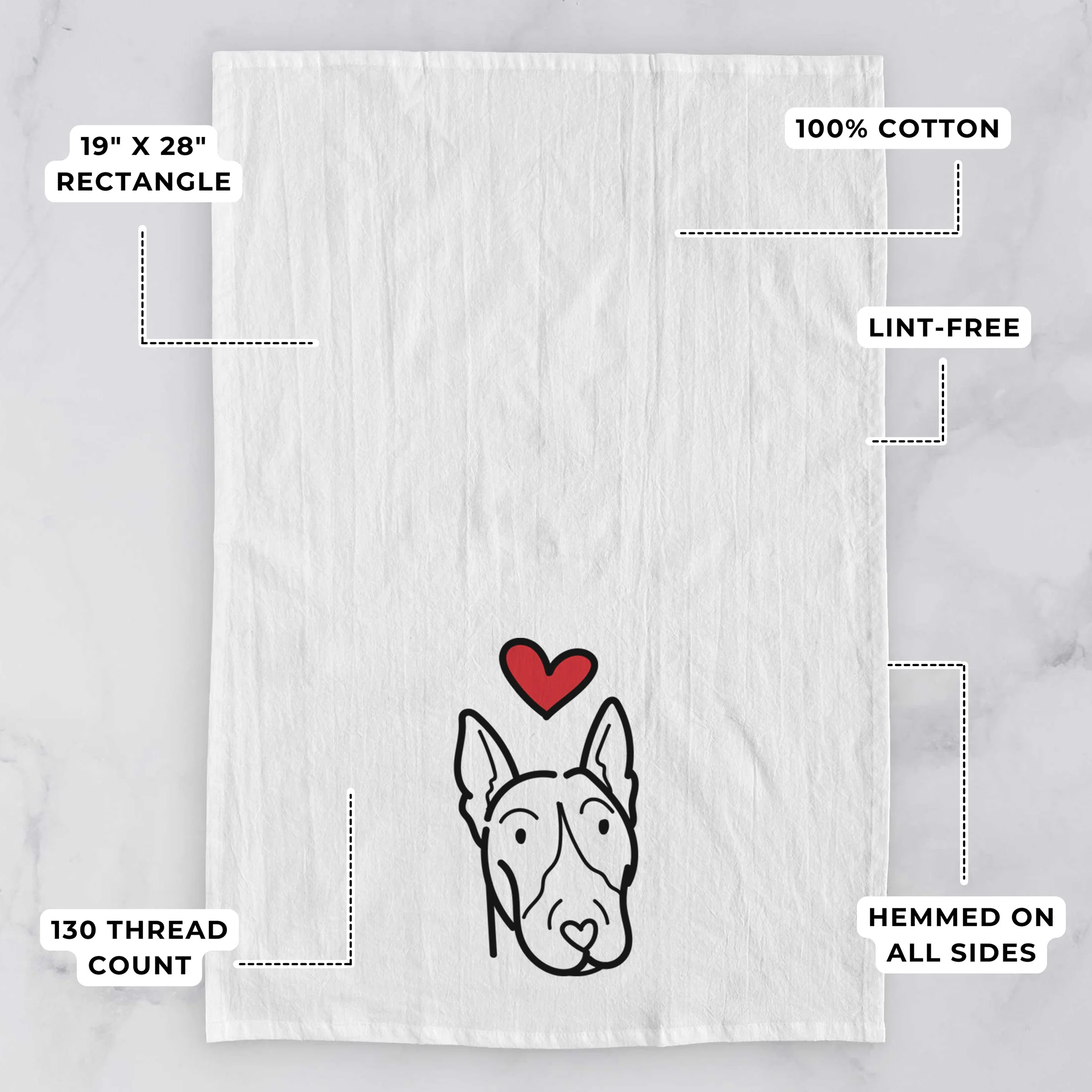 Love Always Bull Terrier - Tea Towel - Image 3