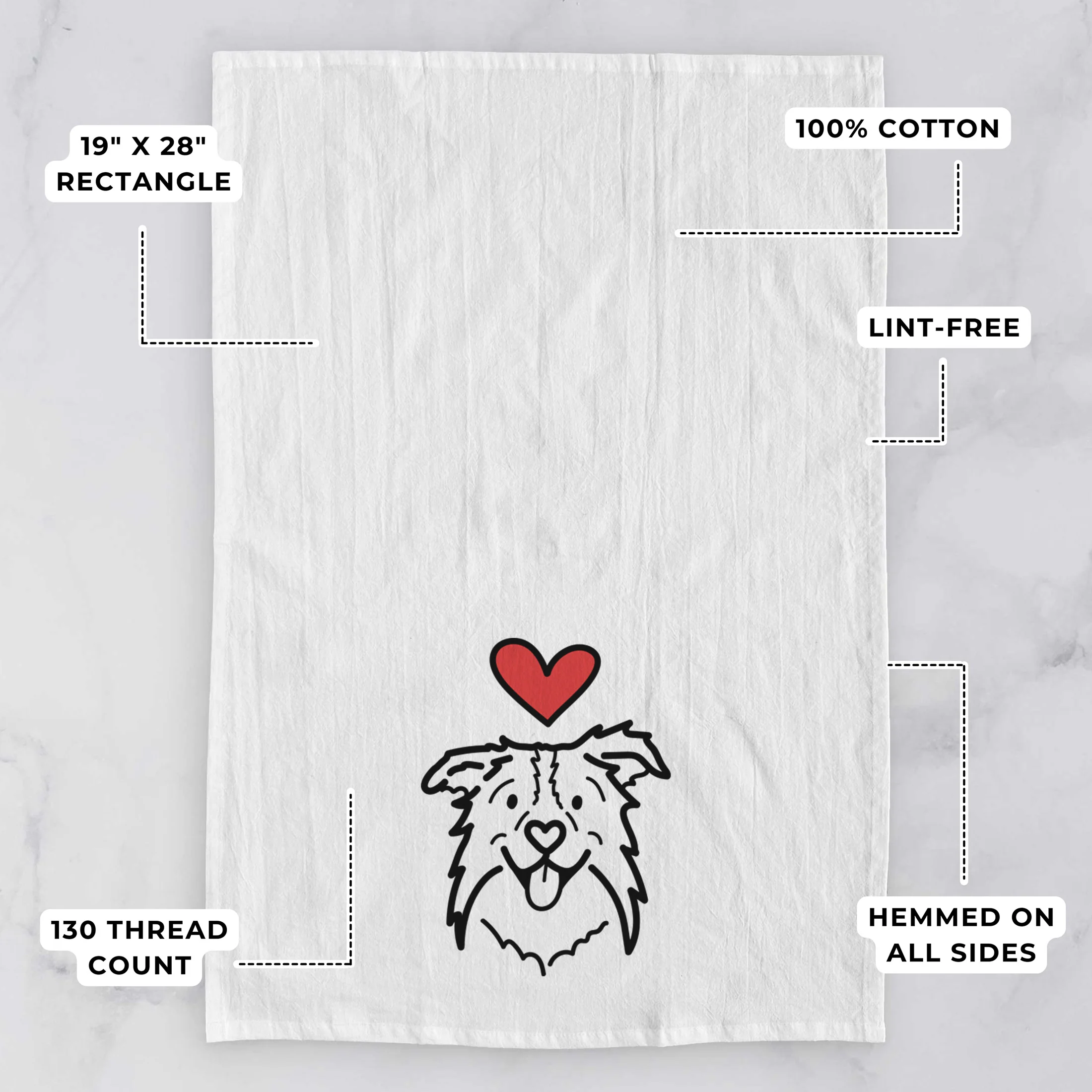 Love Always Border Collie - Cricket - Tea Towel - Image 3