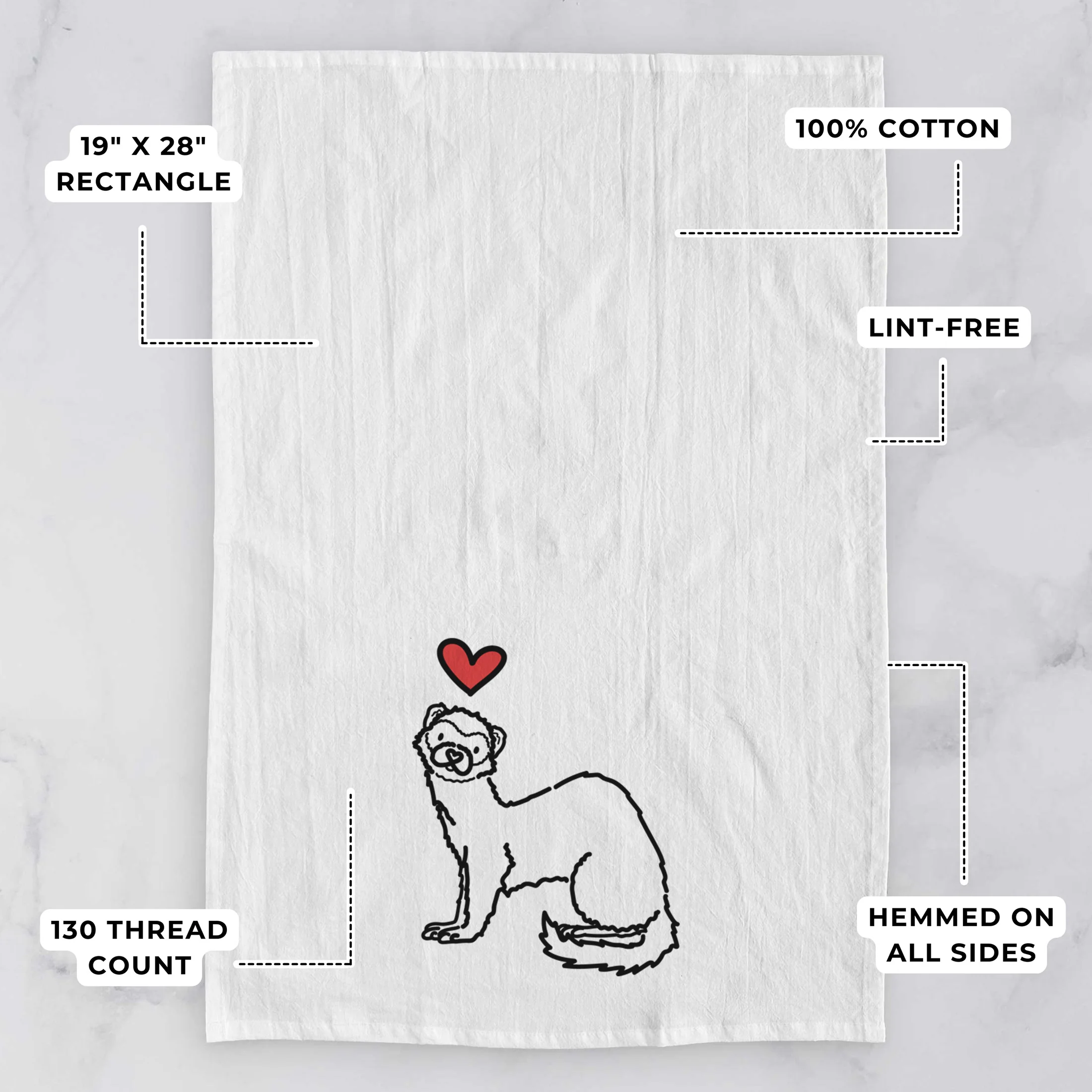 Love Always Ferret - Fern - Tea Towel - Image 3