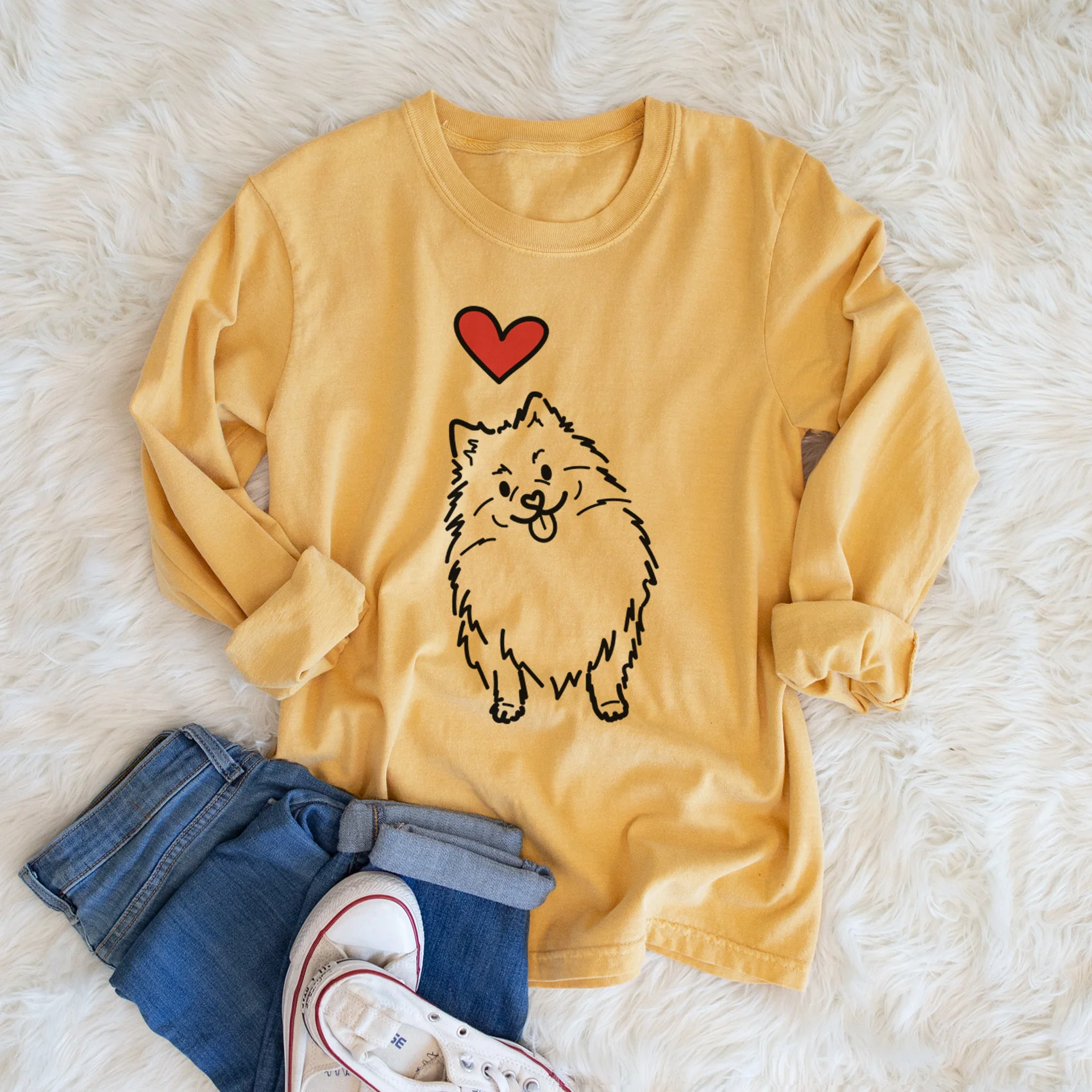 Love Always Pomeranian - Fern - Heavyweight 100% Cotton Long Sleeve - Image 5