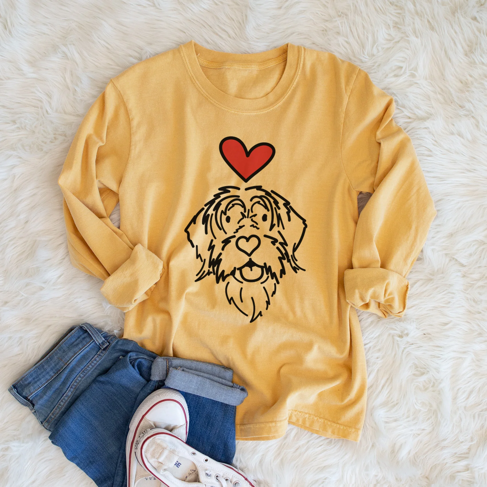 Love Always Wirehaird Pointing Griffon - Gary - Heavyweight 100% Cotton Long Sleeve - Image 5