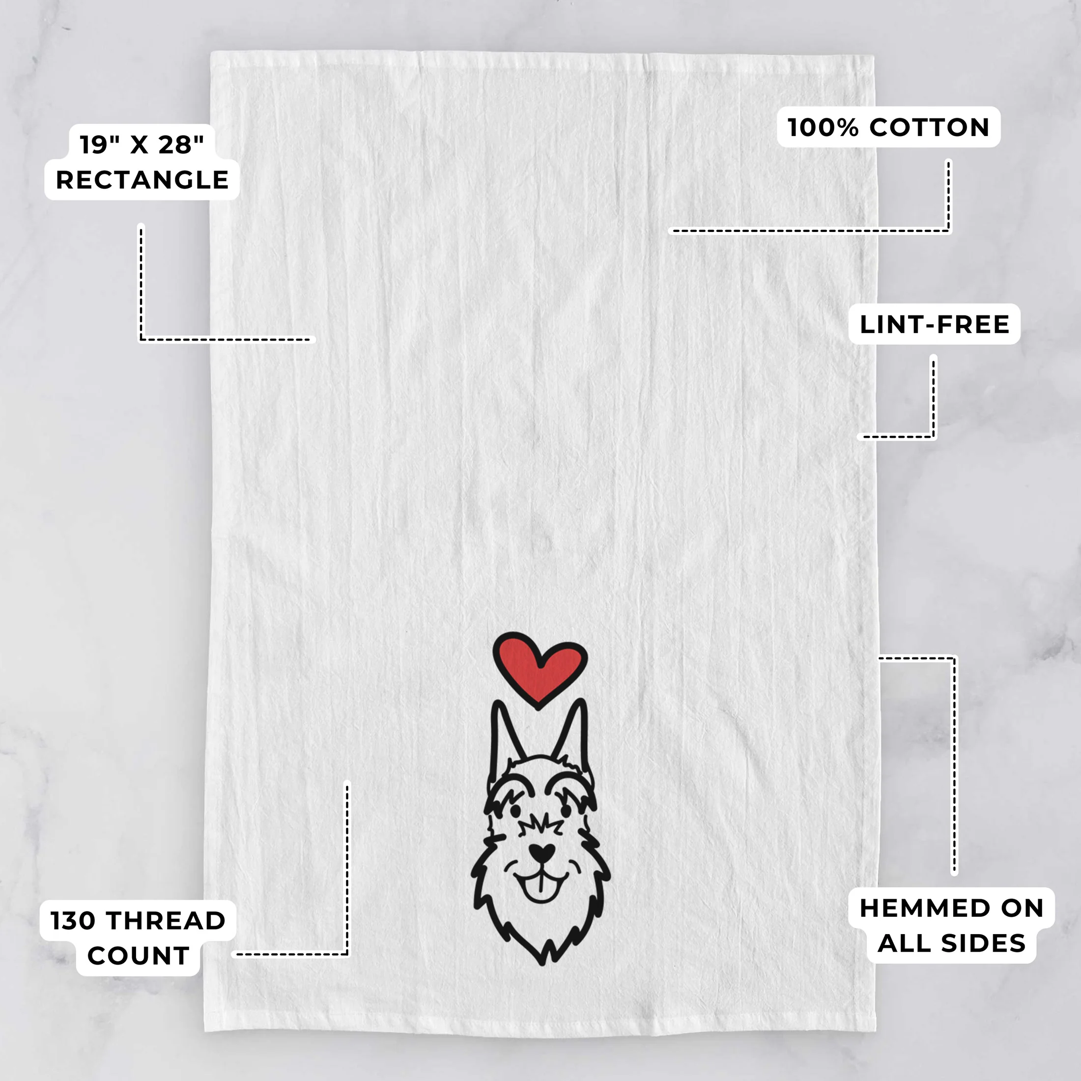 Love Always Schnauzer Cropped Ears - Tea Towel - Image 3