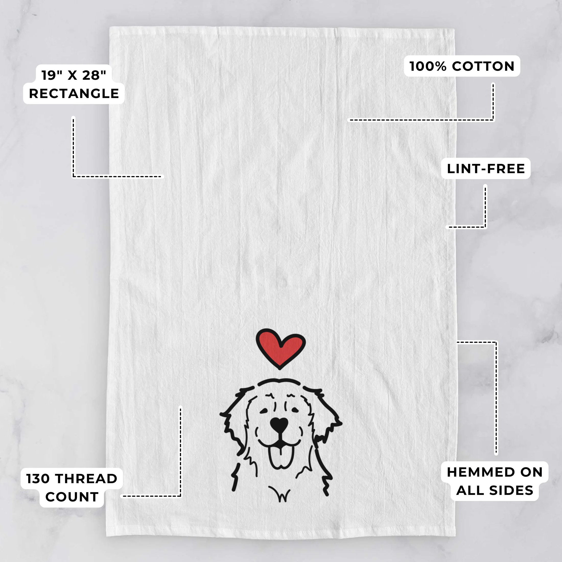Love Always Golden Retriever - Tea Towel - Image 3