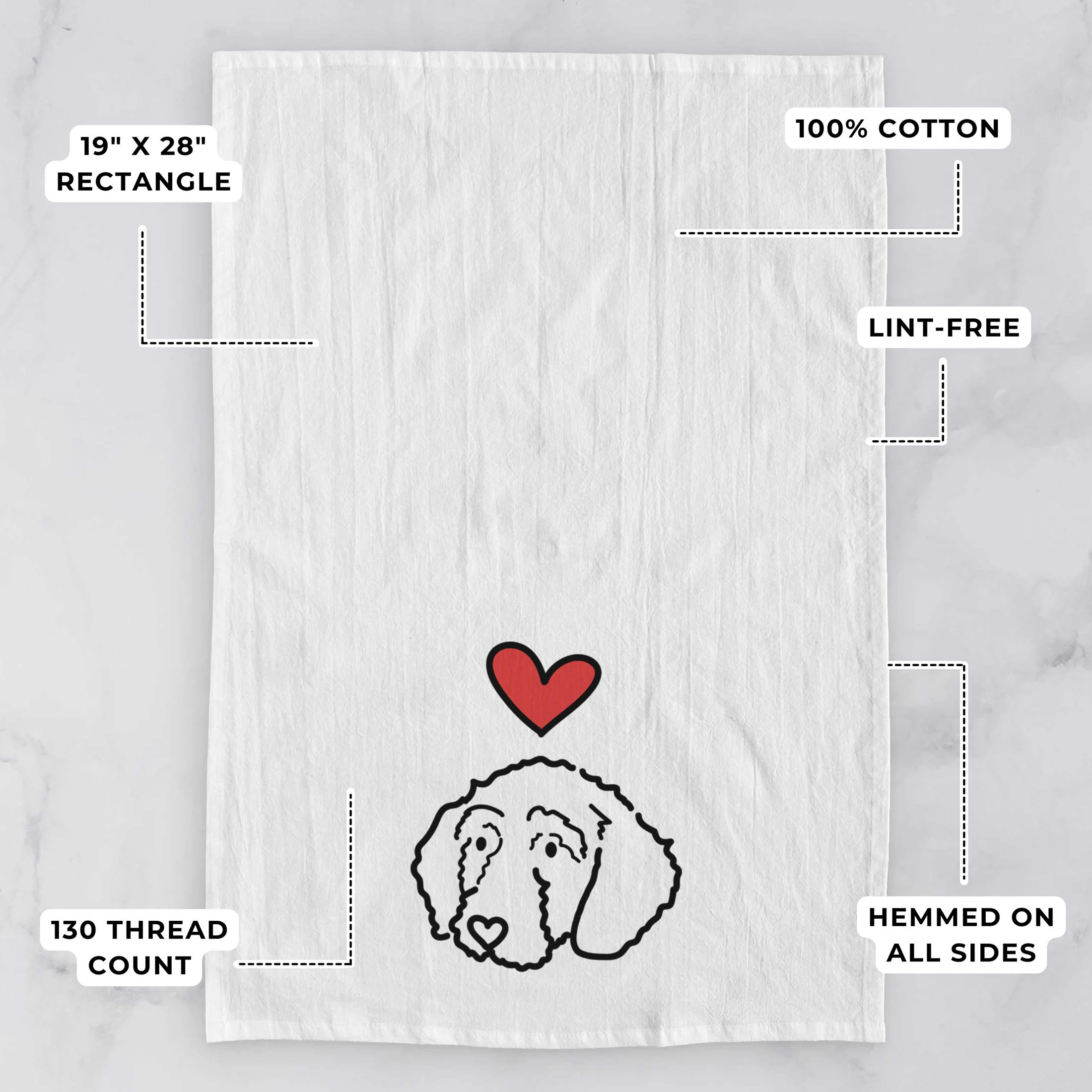 Love Always Goldendoodle - Hanna - Tea Towel - Image 3