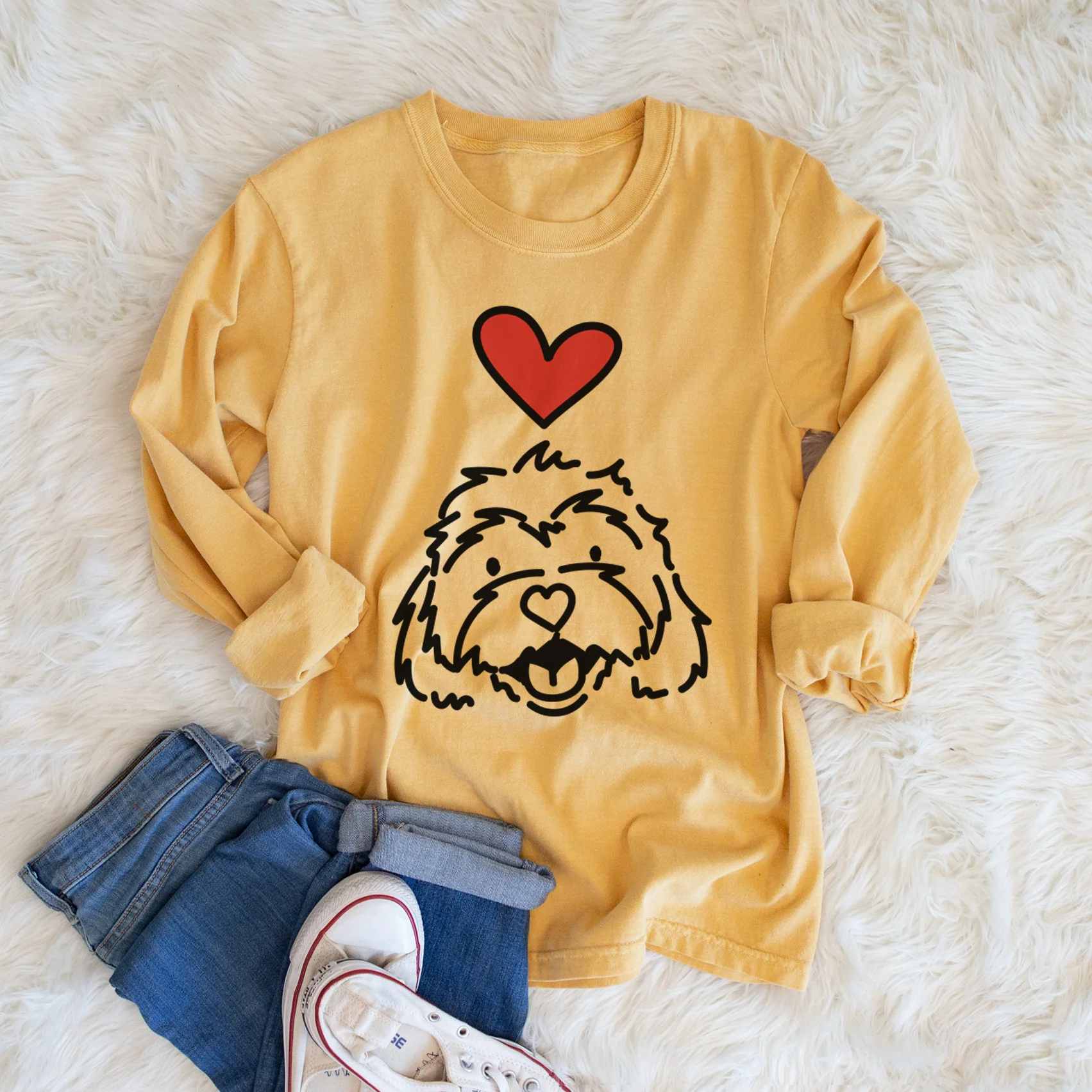 Love Always Cavachon - Harry - Heavyweight 100% Cotton Long Sleeve - Image 5
