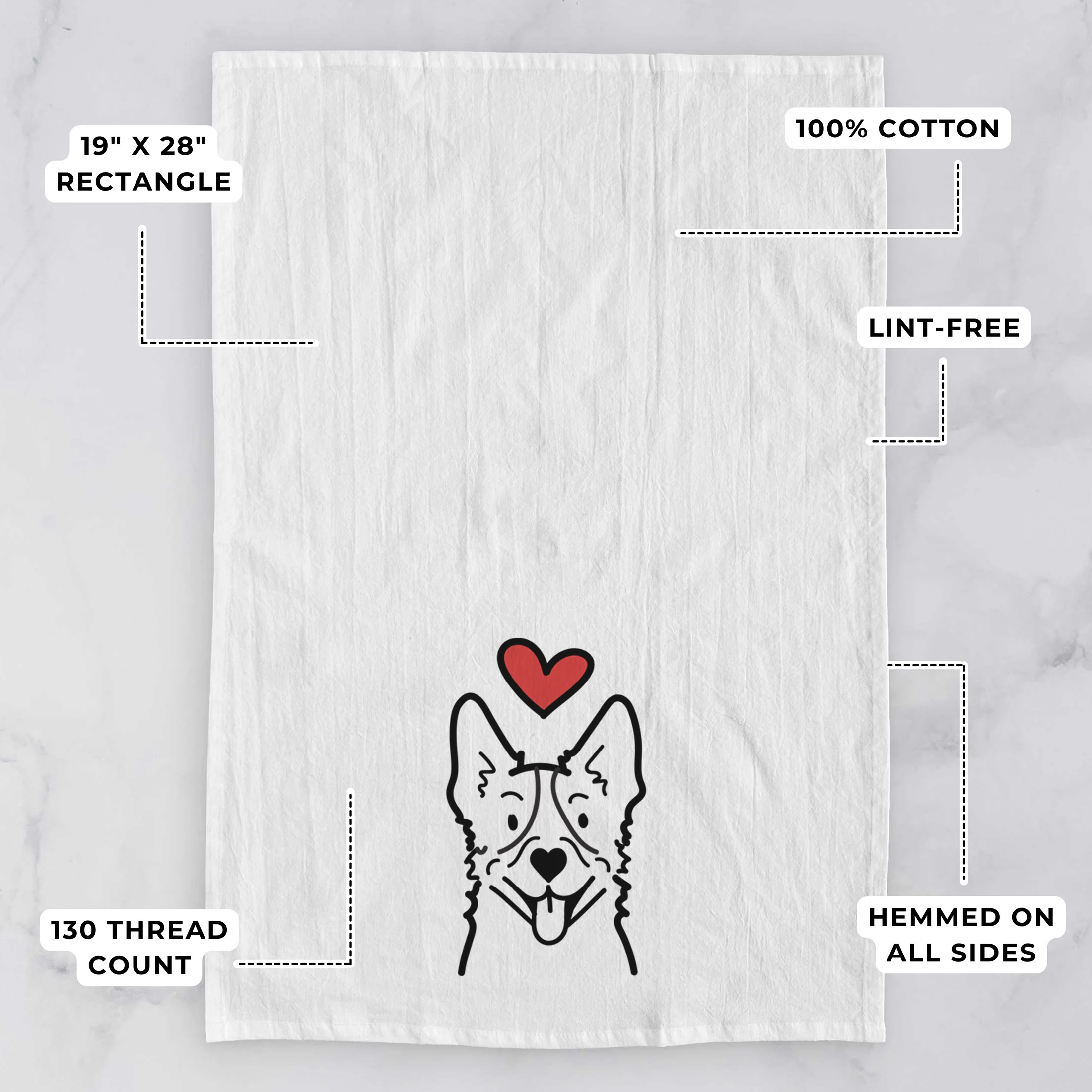 Love Always Heeler - Tea Towel - Image 3