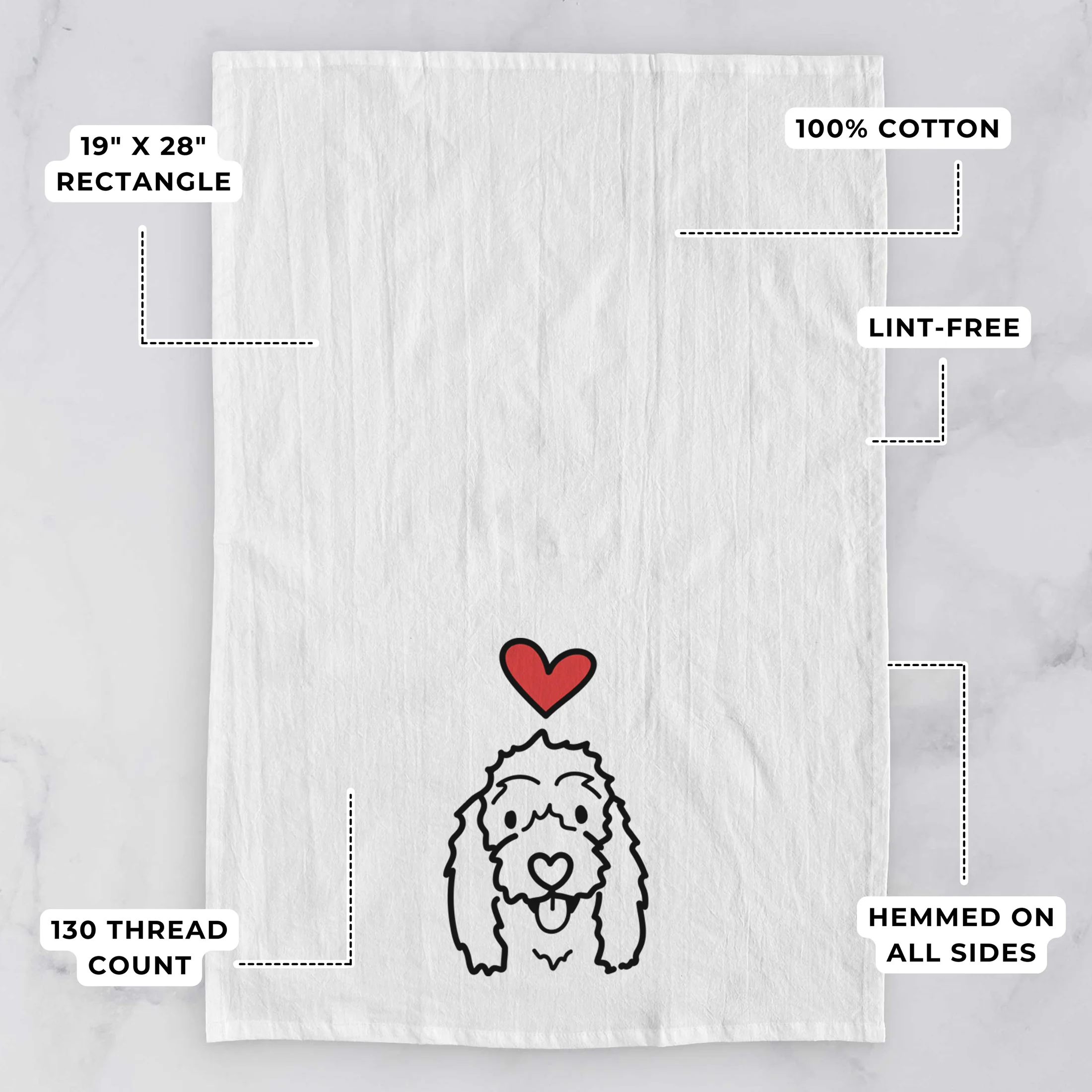 Love Always Coton de Tulear - Louie - Tea Towel - Image 3