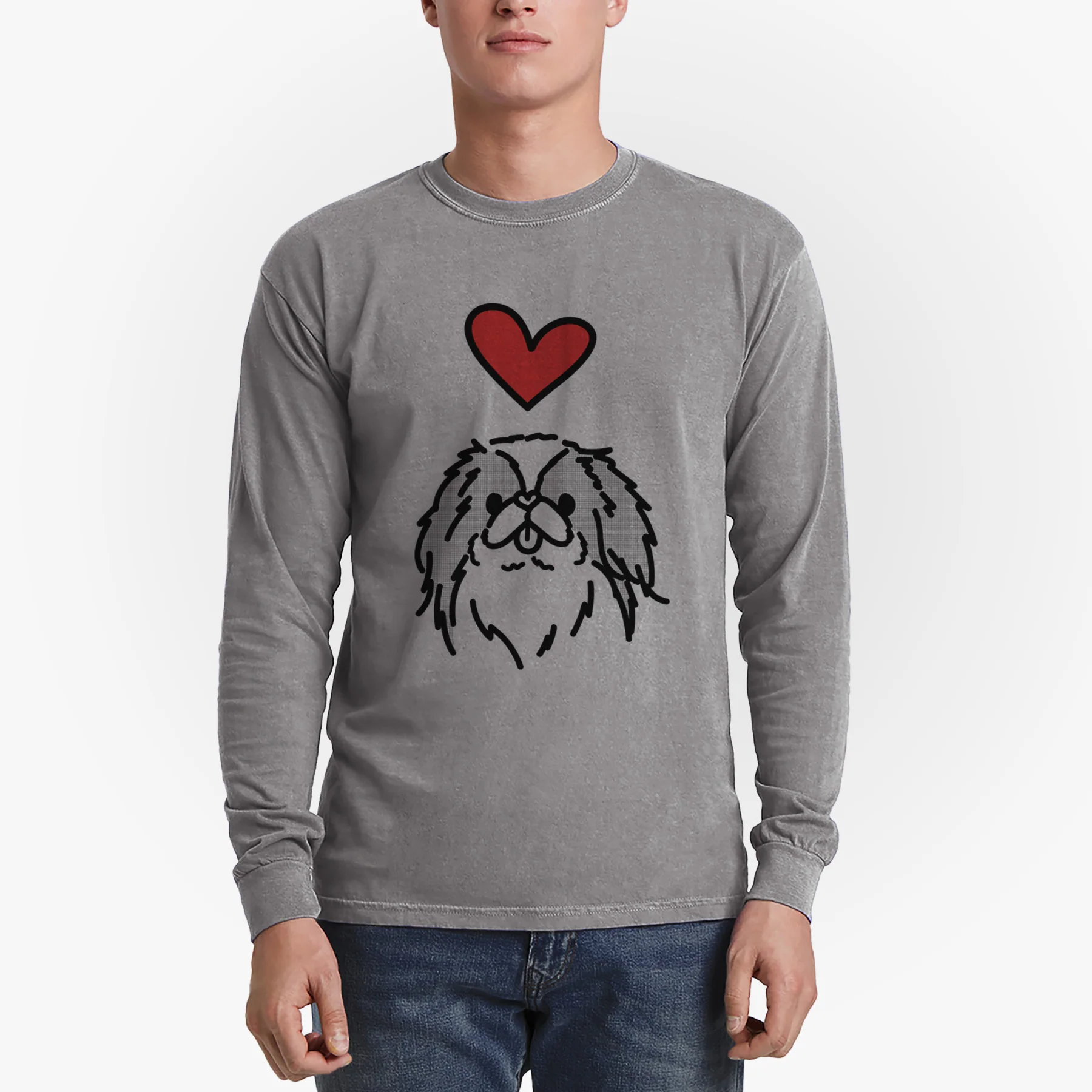 Love Always Japanese Chin - Macha - Heavyweight 100% Cotton Long Sleeve - Image 4