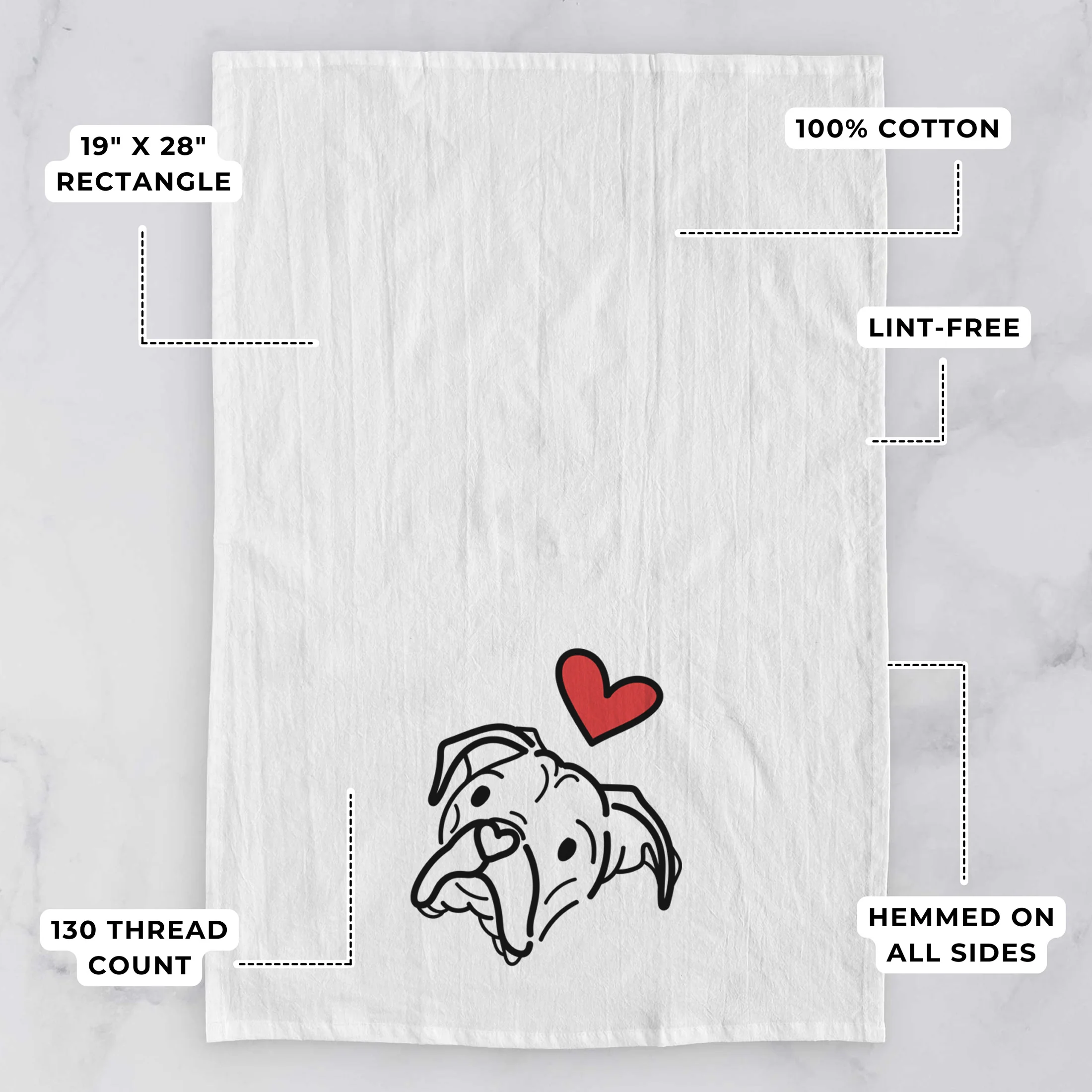 Love Always Boxer - Noodle - Tea Towel - Image 3