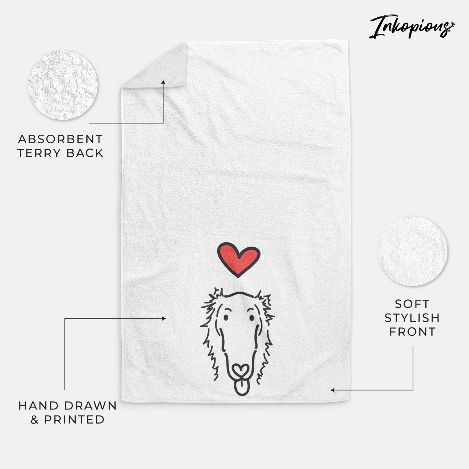 Love Always Borzoi - Opal - Decorative Hand Towel - Image 5
