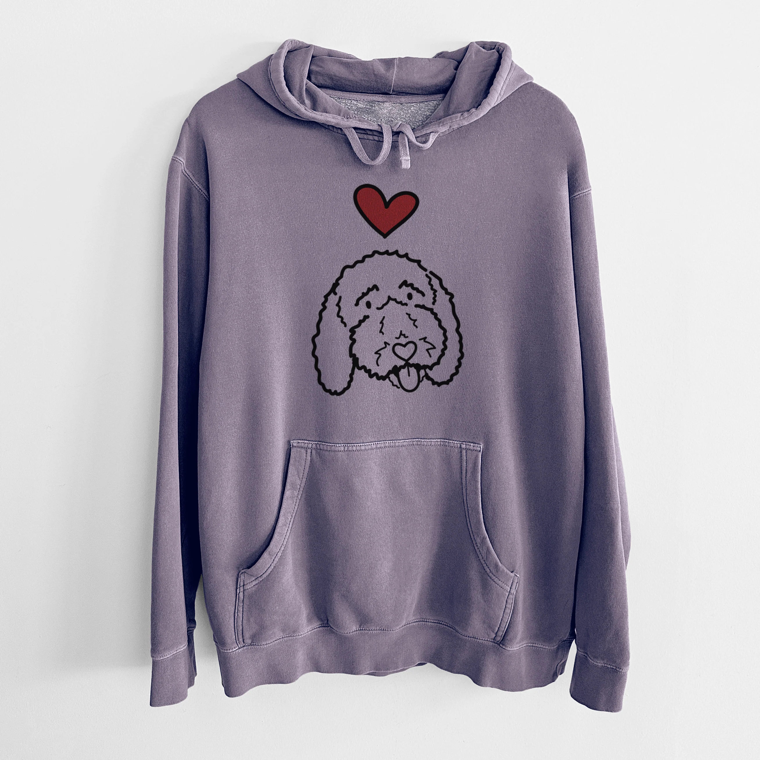 Love Always Bernedoodle - Ruby - Unisex Pigment Dyed Hoodie - Image 9