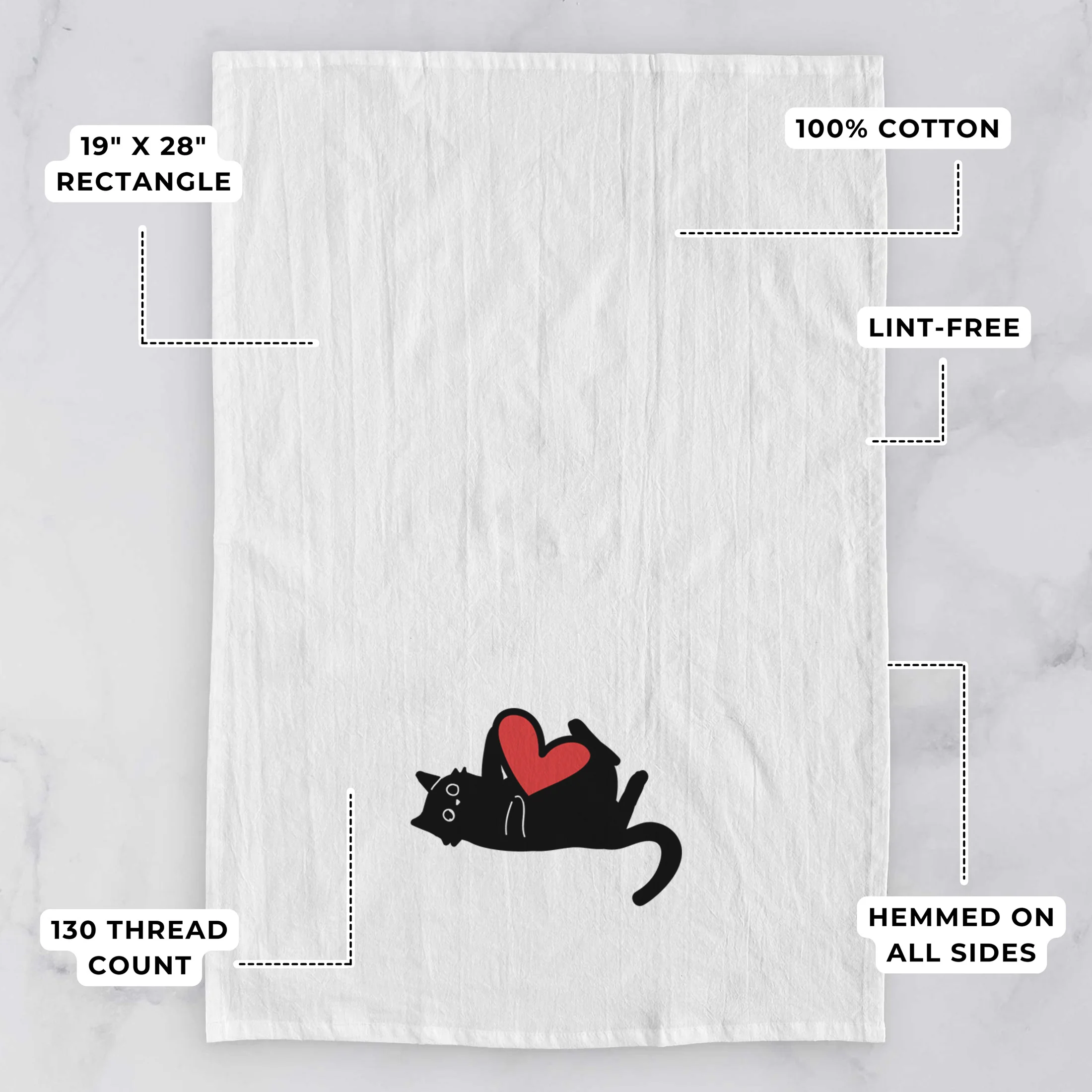 Love Always Black Cat - Smash - Tea Towel - Image 3