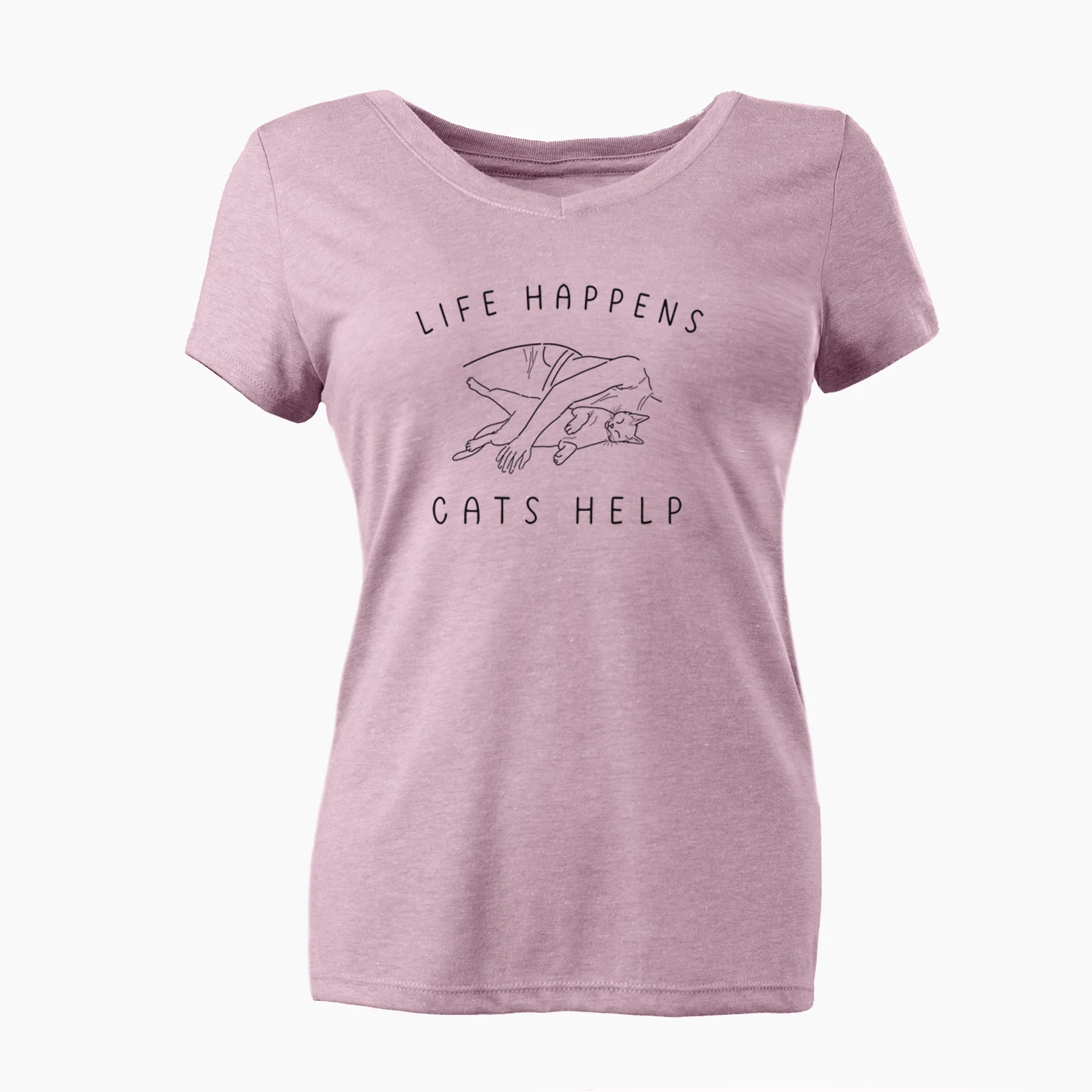 Life Happens Cats Help - Shorthair Cat - Women's Perfect V-neck Shirt - Image 3