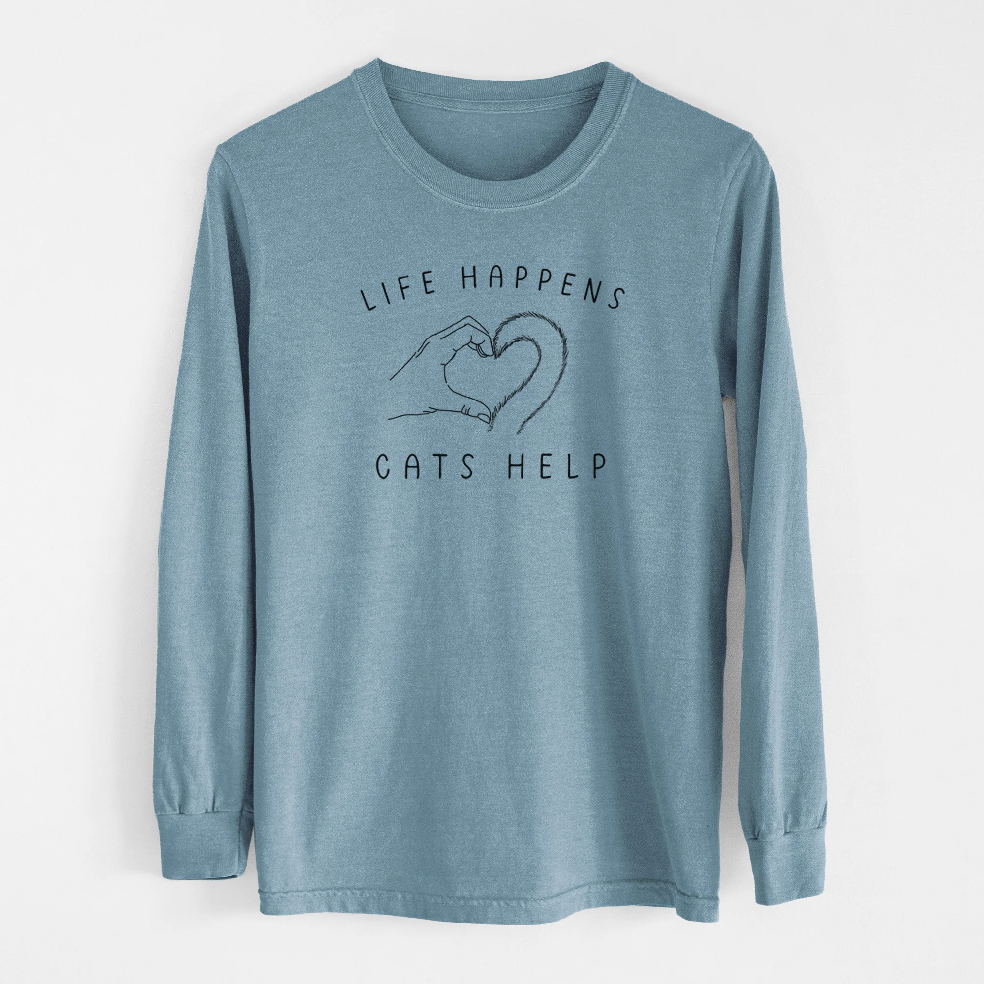 Life Happens Cats Help - Men's Heavyweight 100% Cotton Long Sleeve - Image 8