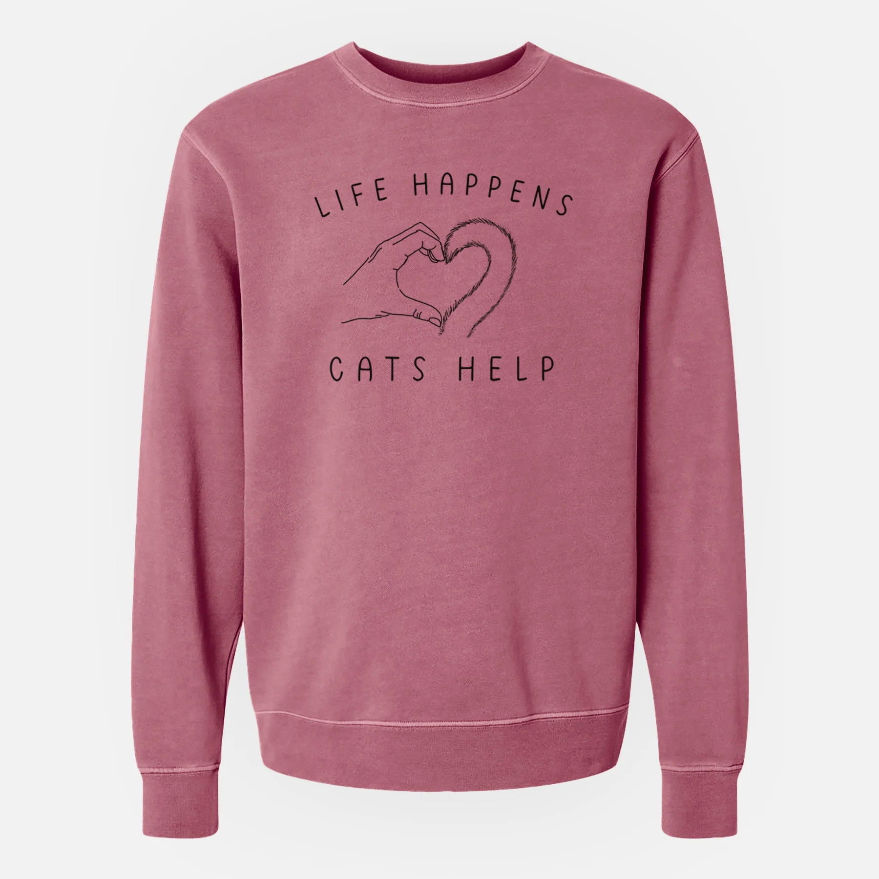 Life Happens Cats Help - Unisex Pigment Dyed Crew Sweatshirt - Image 11