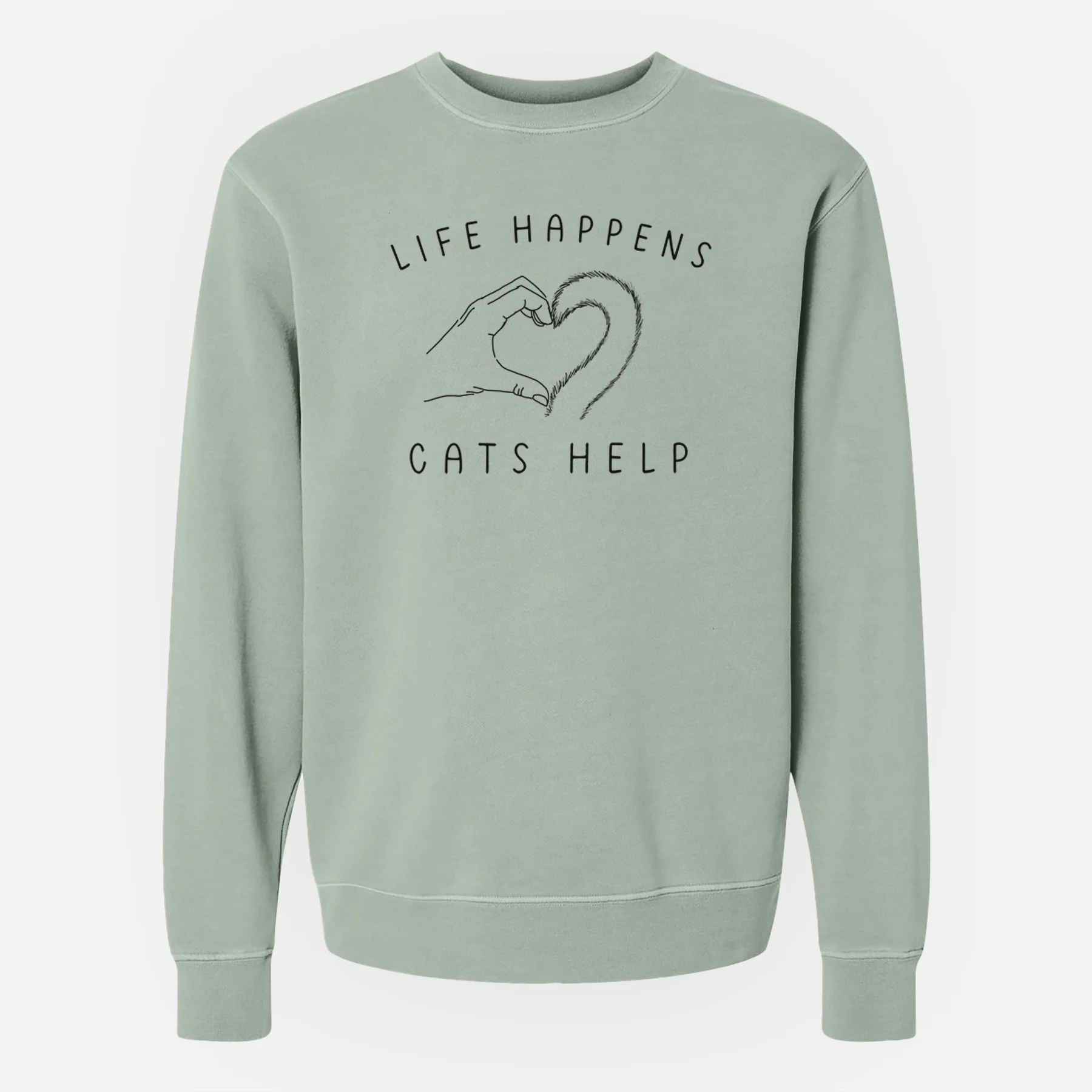 Life Happens Cats Help - Unisex Pigment Dyed Crew Sweatshirt - Image 6