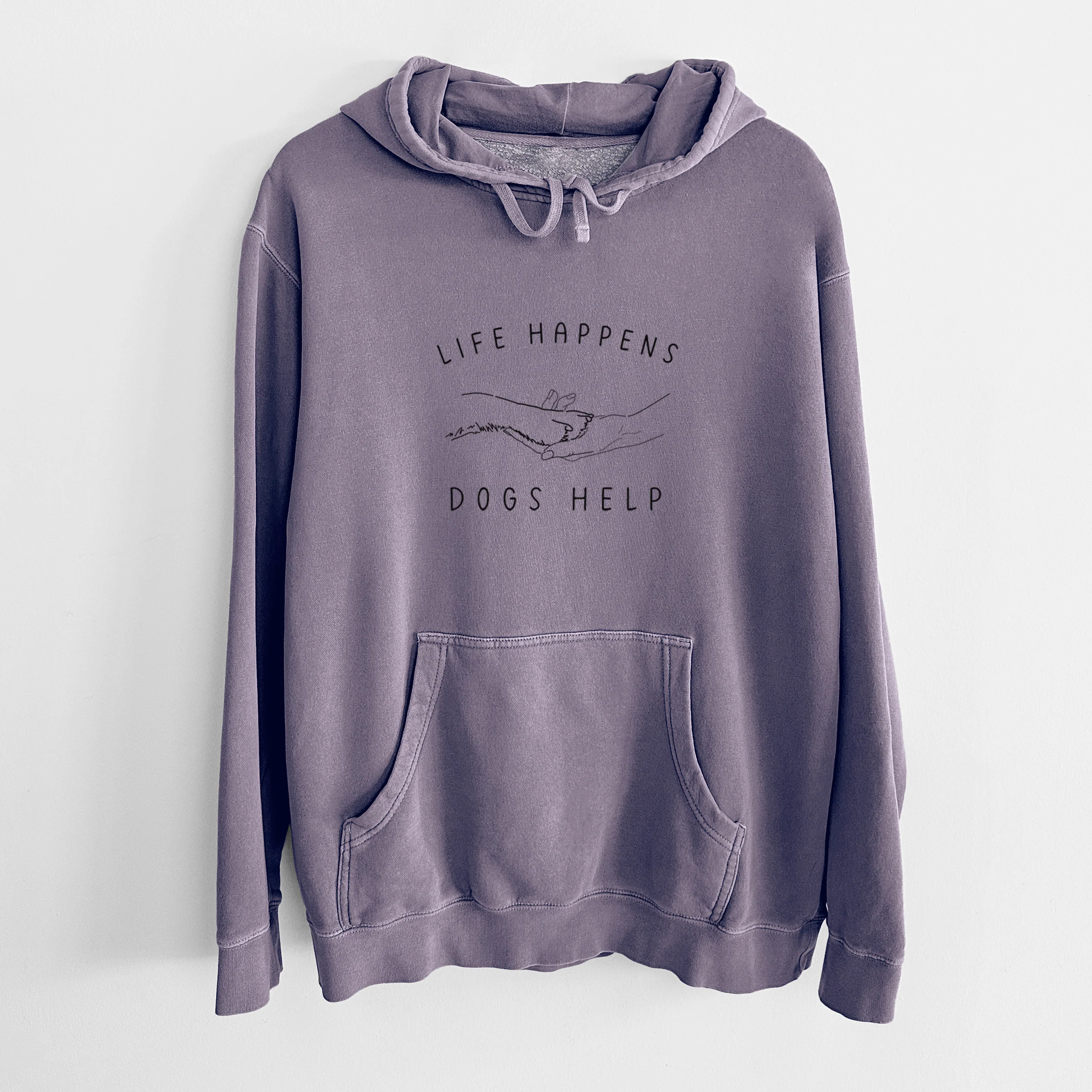 Life Happens Dogs Help - Paw - Unisex Pigment Dyed Hoodie - Image 7