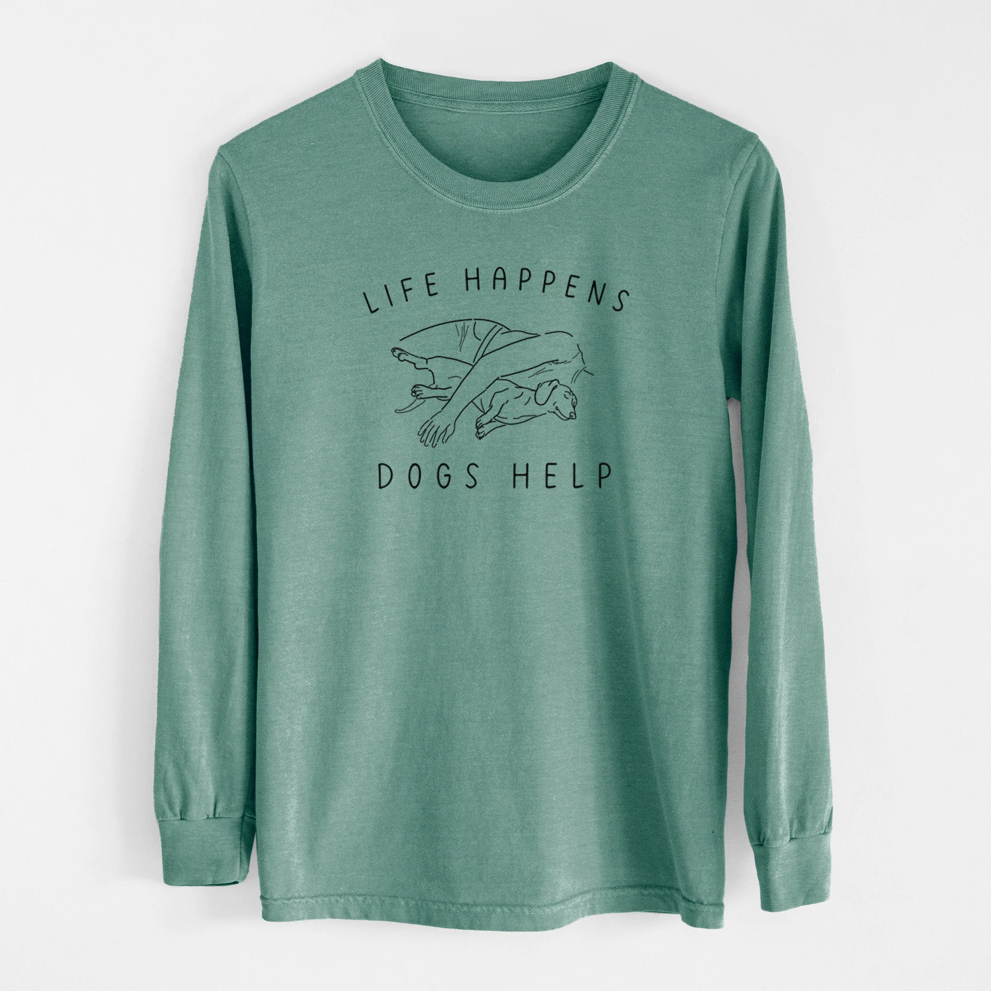 Life Happens Dogs Help - Dachshund - Men's Heavyweight 100% Cotton Long Sleeve - Image 13