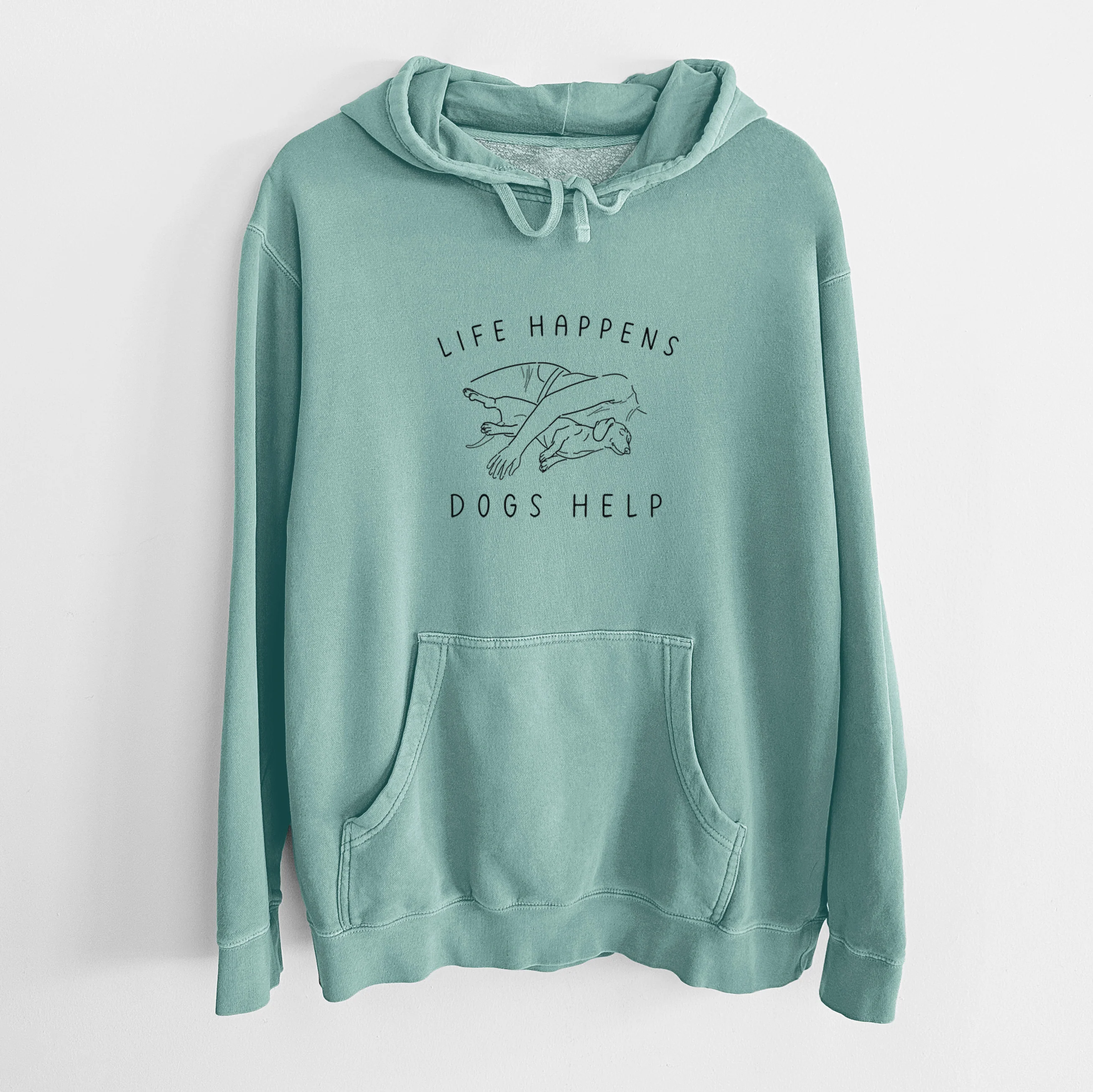 Life Happens Dogs Help - Dachshund - Unisex Pigment Dyed Hoodie - Image 11