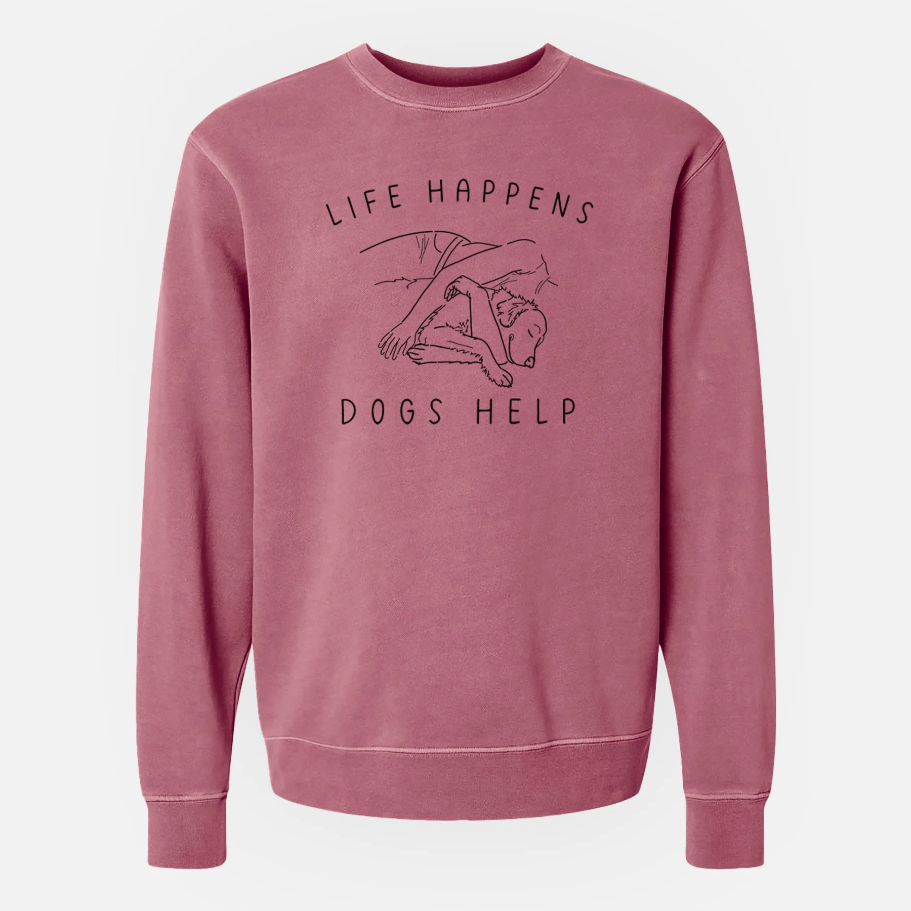 Life Happens Dogs Help - Golden Retriever - Unisex Pigment Dyed Crew Sweatshirt - Image 11