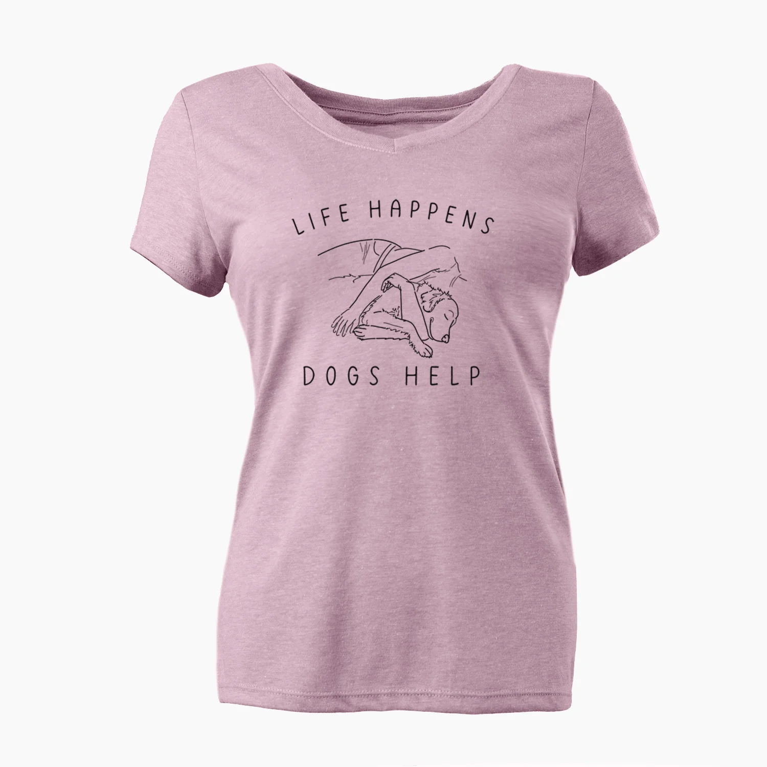 Life Happens Dogs Help - Golden Retriever - Women's Perfect V-neck Shirt - Image 3