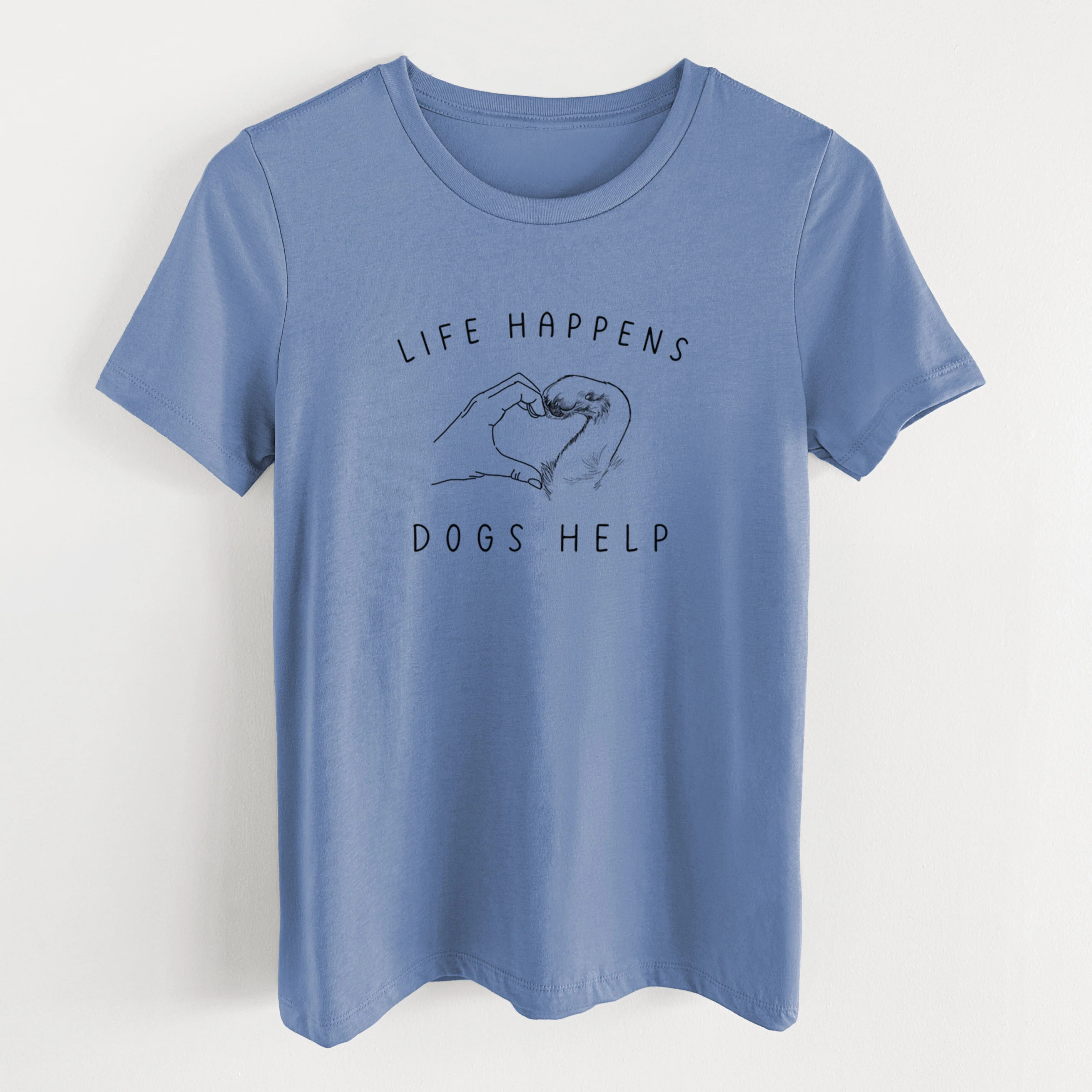 Life Happens Dogs Help - Paw Hand Heart - Women's Lightweight Relaxed Fit 100% Cotton Crewneck - Image 8