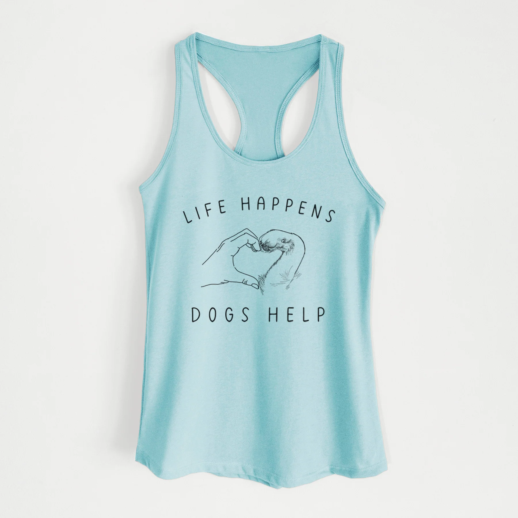 Life Happens Dogs Help - Paw Hand Heart - Women's Racerback Tanktop - Image 2