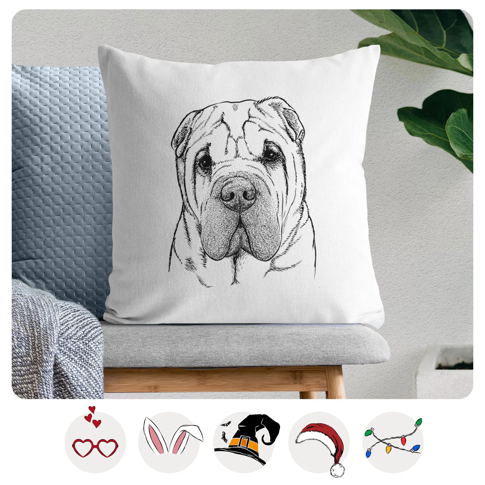 Lilly the Shar Pei - Throw Pillow Cover