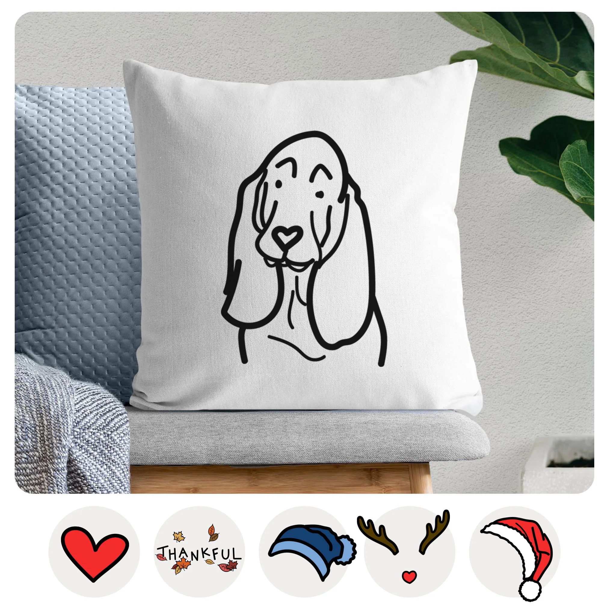 Love Always Basset Hound - Throw Pillow Cover