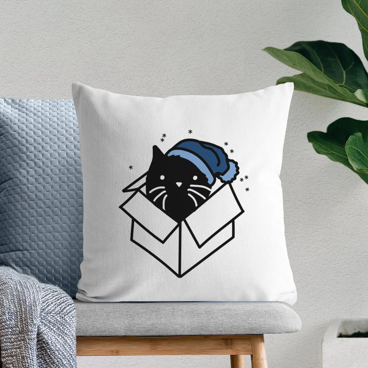 Love Always Black Cat in a Box - Doc -  Throw Pillow Cover - Image 10