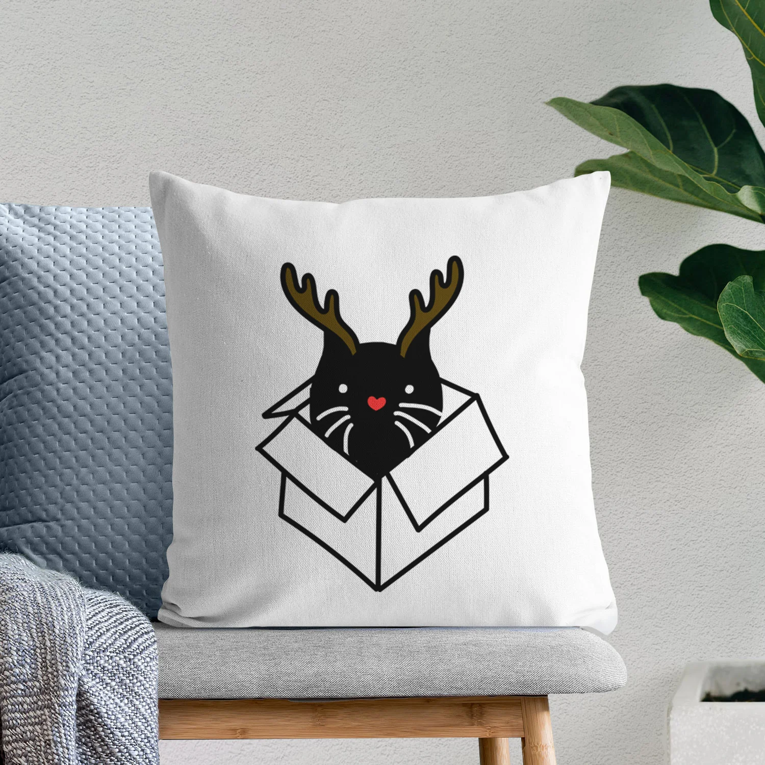 Love Always Black Cat in a Box - Doc -  Throw Pillow Cover - Image 8