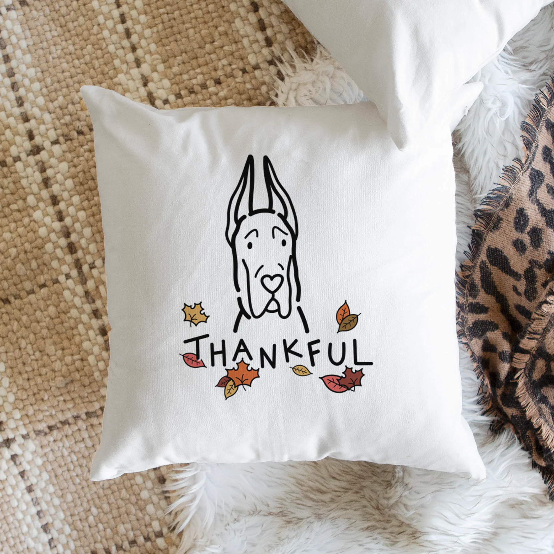 Love Always Great Dane with Cropped Ears - Throw Pillow Cover - Image 2