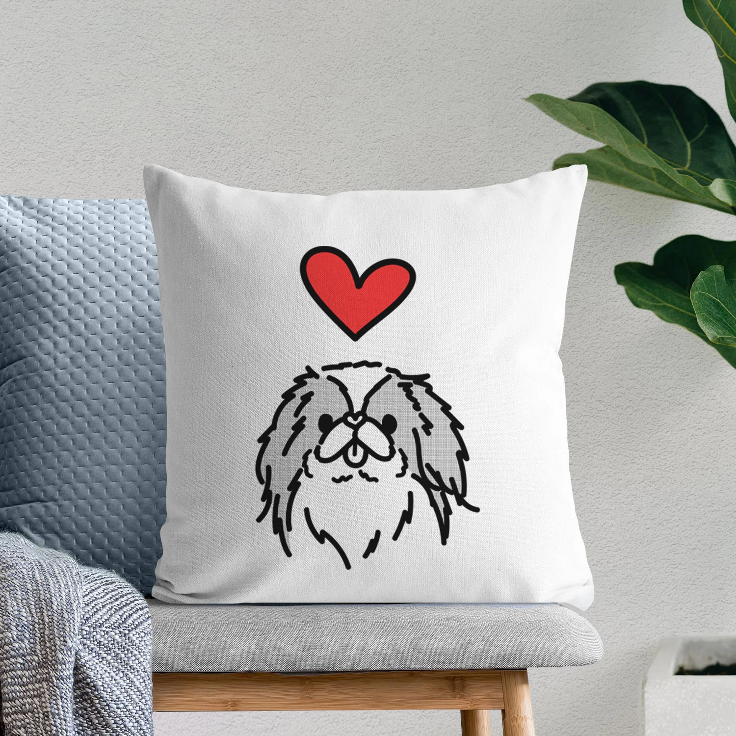 Love Always Japanese Chin - Macha -  Throw Pillow Cover - Image 6
