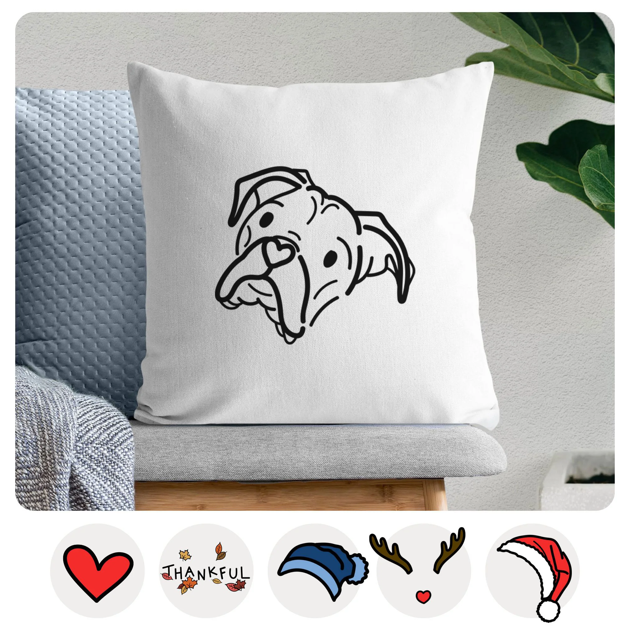 Love Always Boxer - Noodle - Throw Pillow Cover