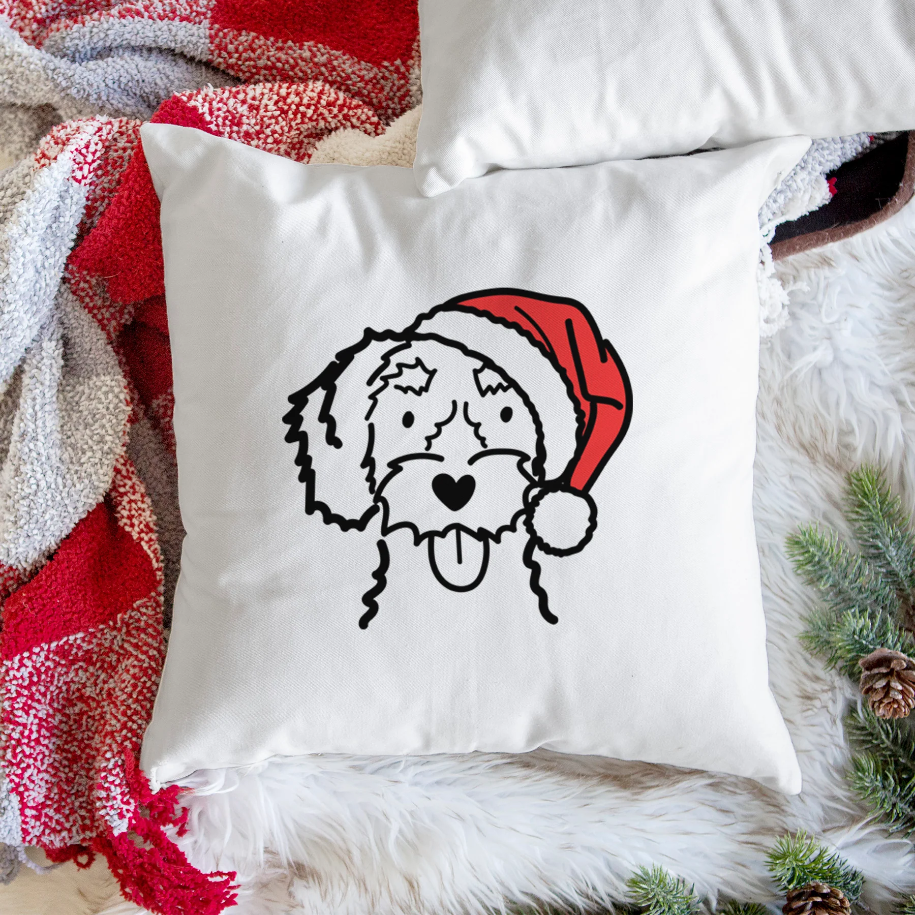 Love Always White Schnoodle - Throw Pillow Cover - Image 3