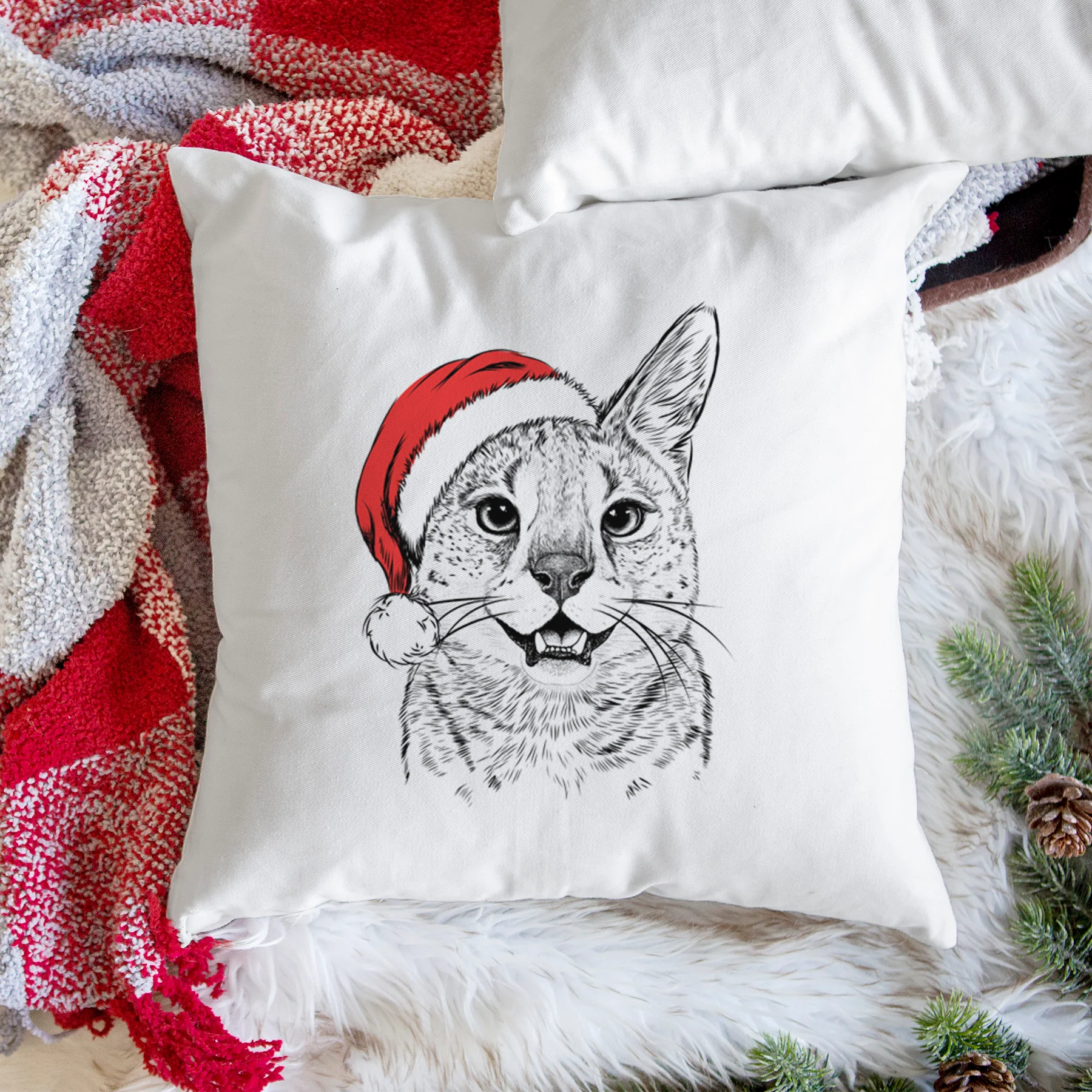 Lucky the Serval Cat - Throw Pillow Cover - Image 3